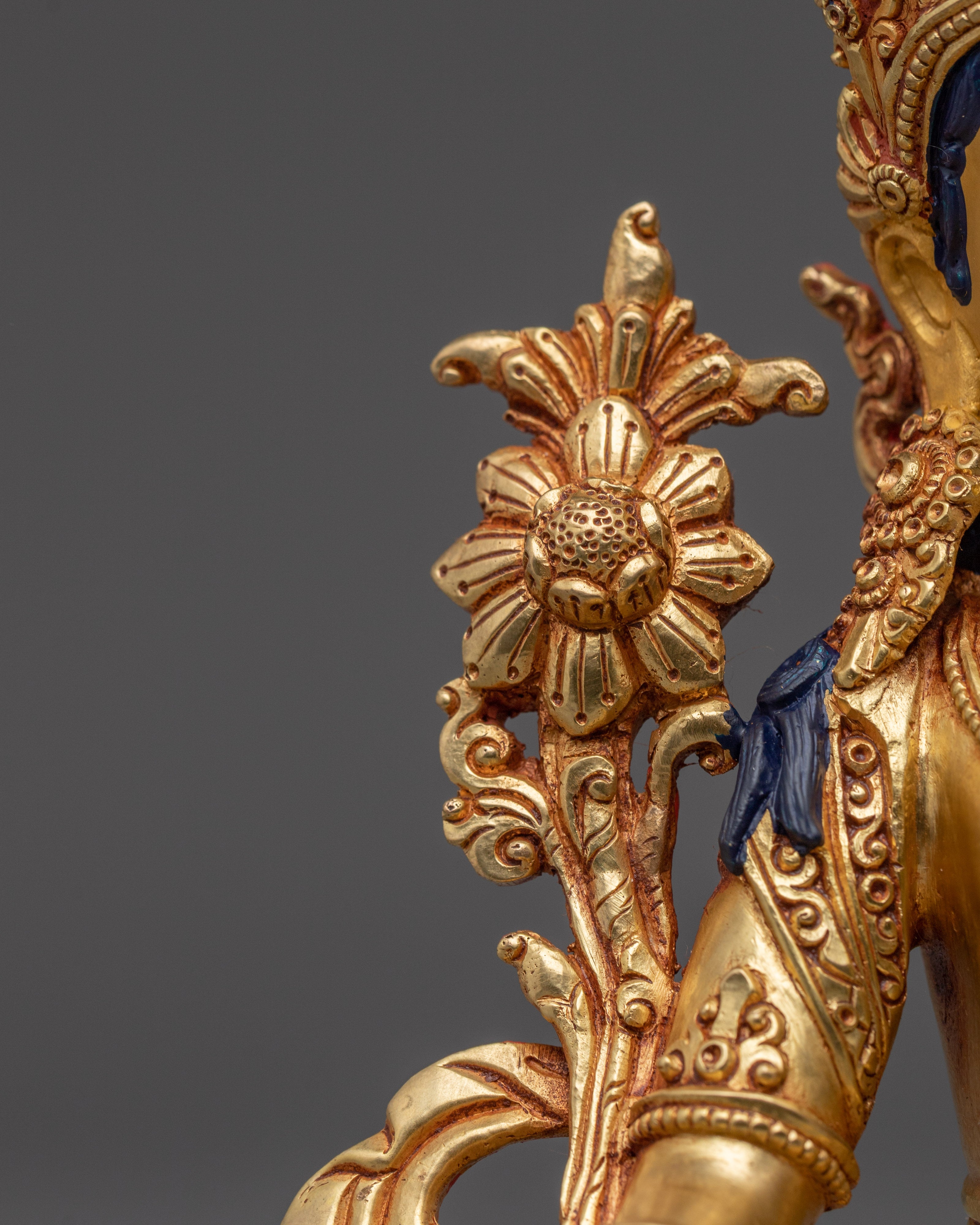 Handcrafted Golden Copper Green Tara Statue | Embodies Compassion and Protection