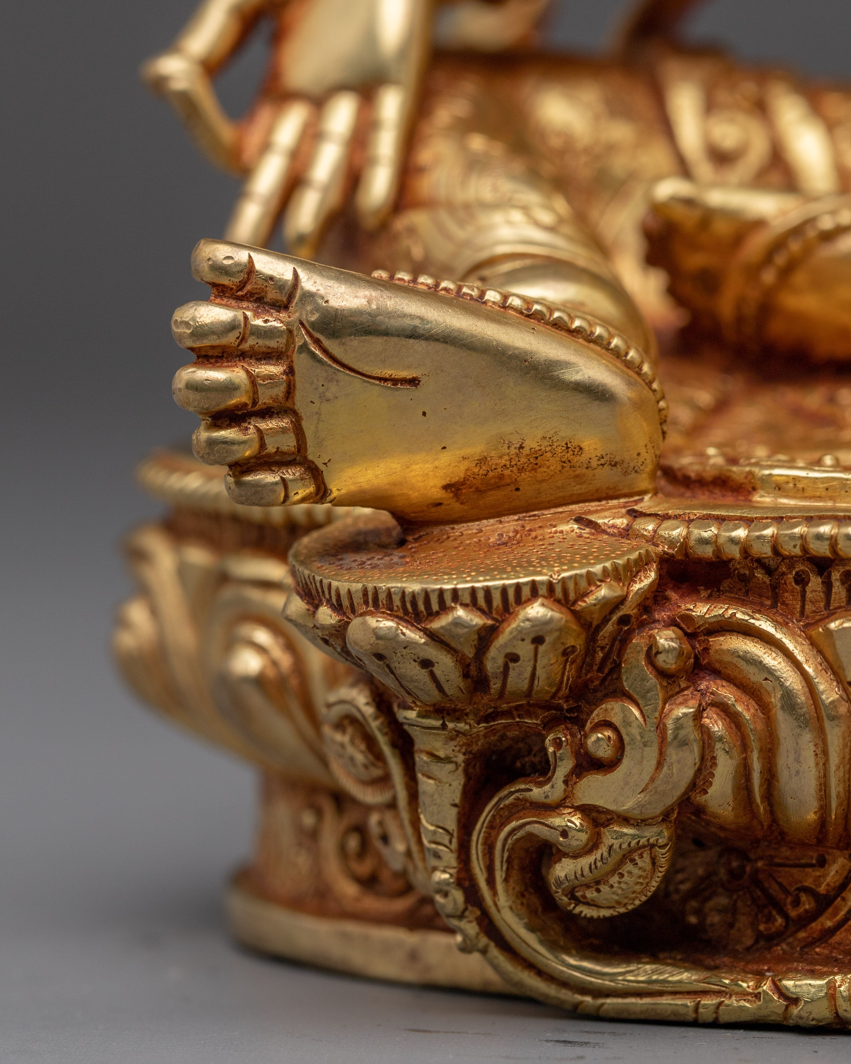 Handcrafted Golden Copper Green Tara Statue | Embodies Compassion and Protection