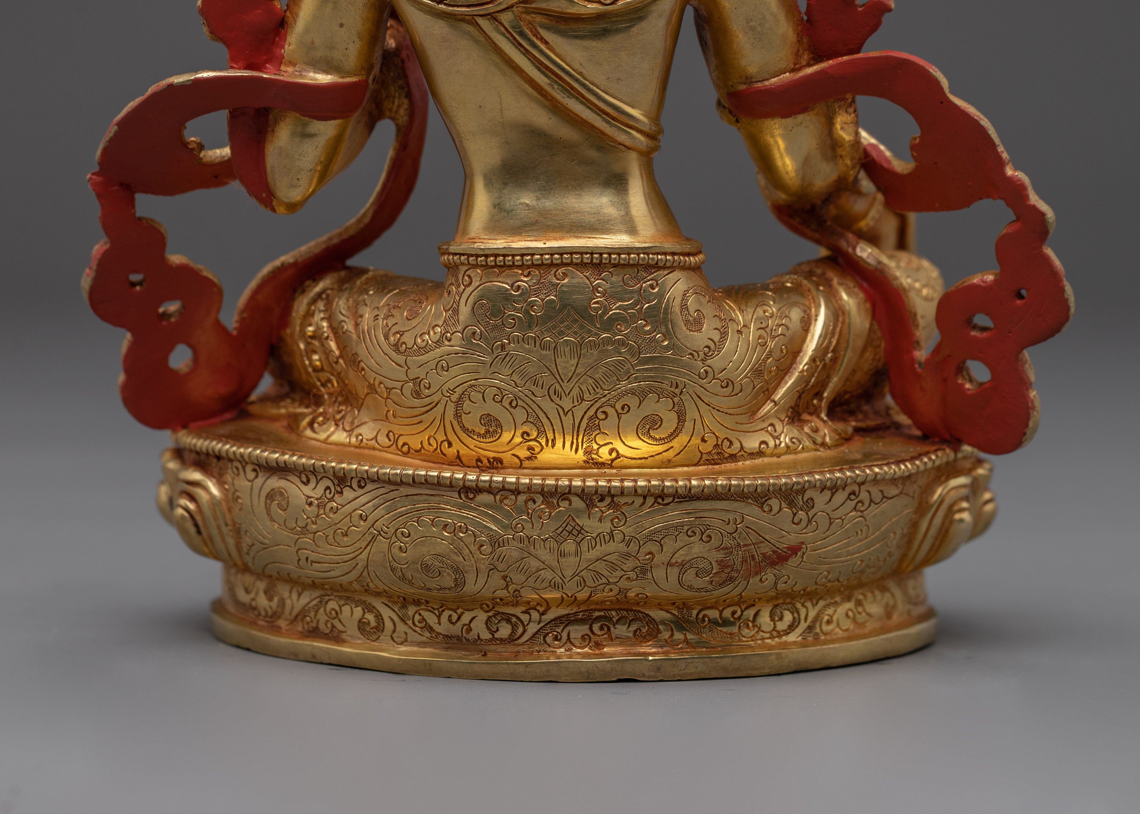 Handcrafted Golden Copper Green Tara Statue | Embodies Compassion and Protection