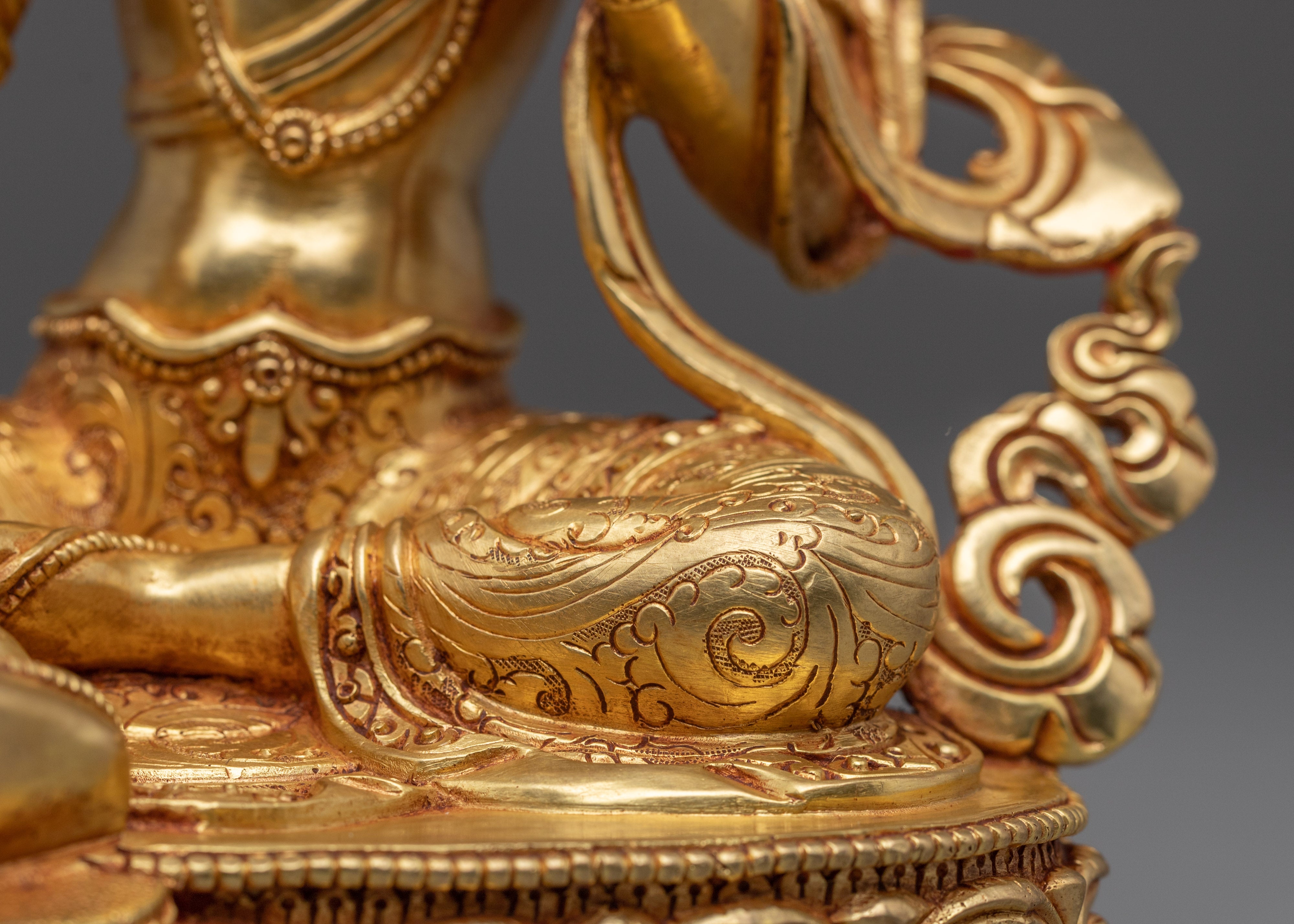 Handcrafted Golden Copper Green Tara Statue | Embodies Compassion and Protection