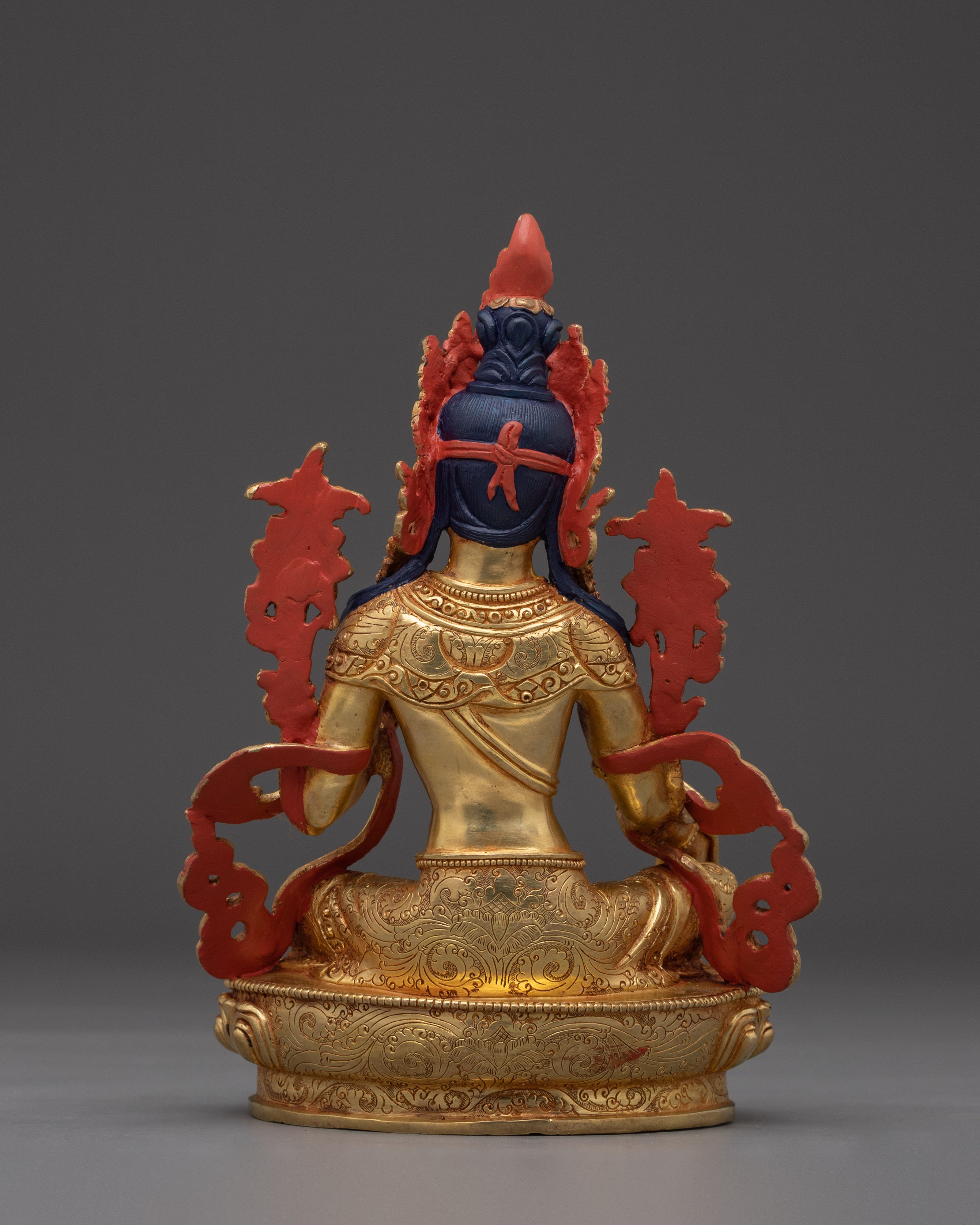 Handcrafted Golden Copper Green Tara Statue | Embodies Compassion and Protection