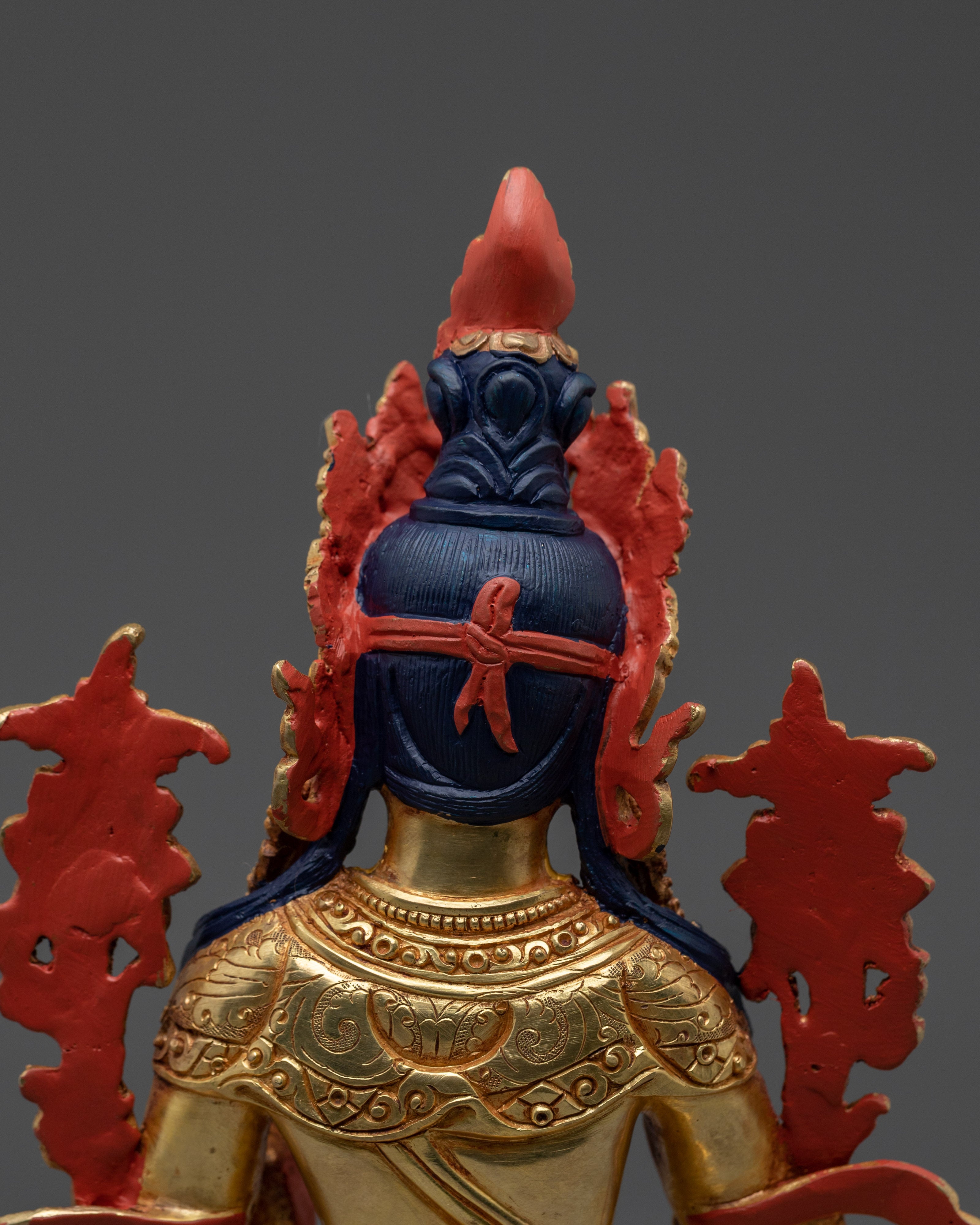 Handcrafted Golden Copper Green Tara Statue | Embodies Compassion and Protection