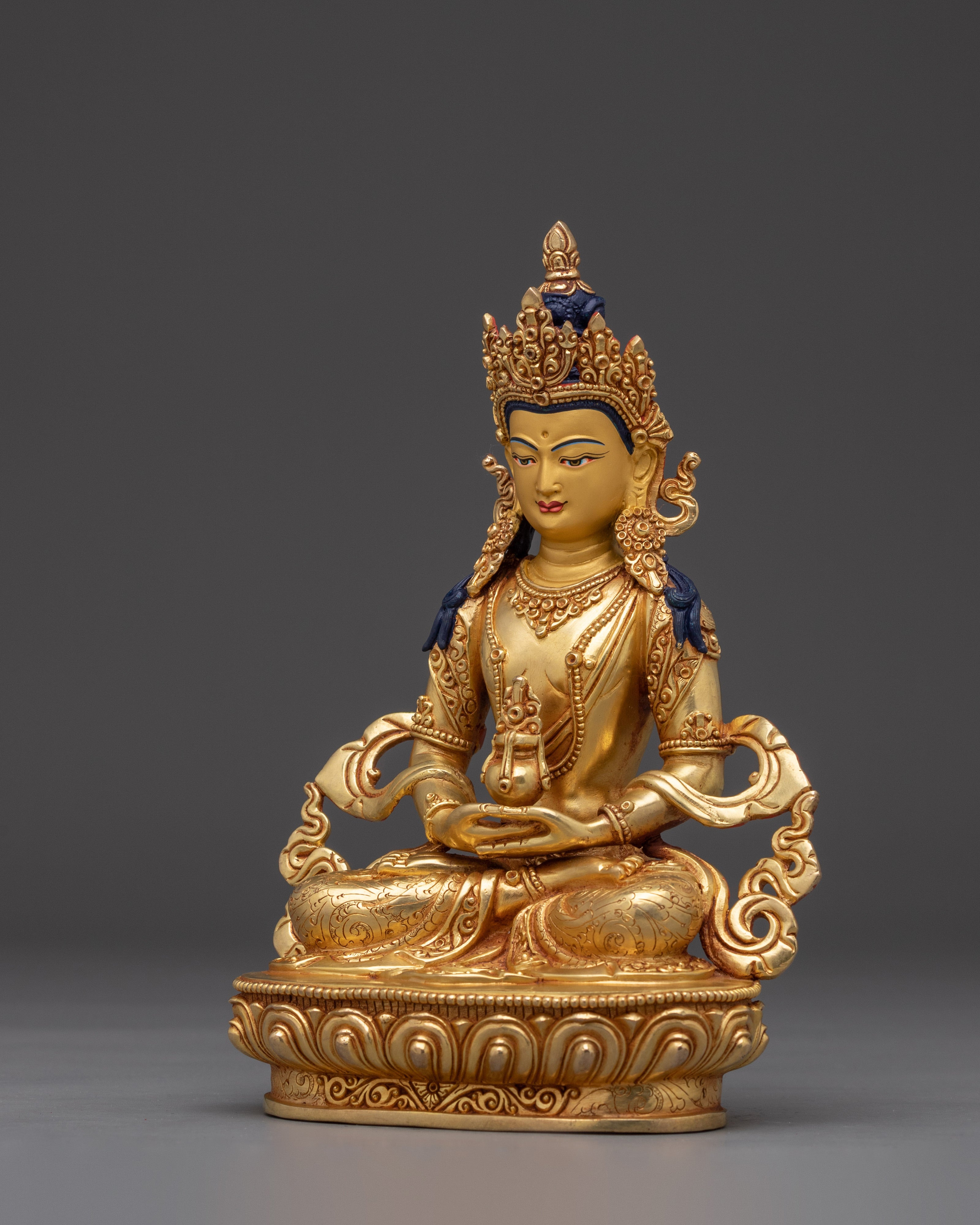 Tibetan Golden Amitayus Statue | Longevity and Healing Decor