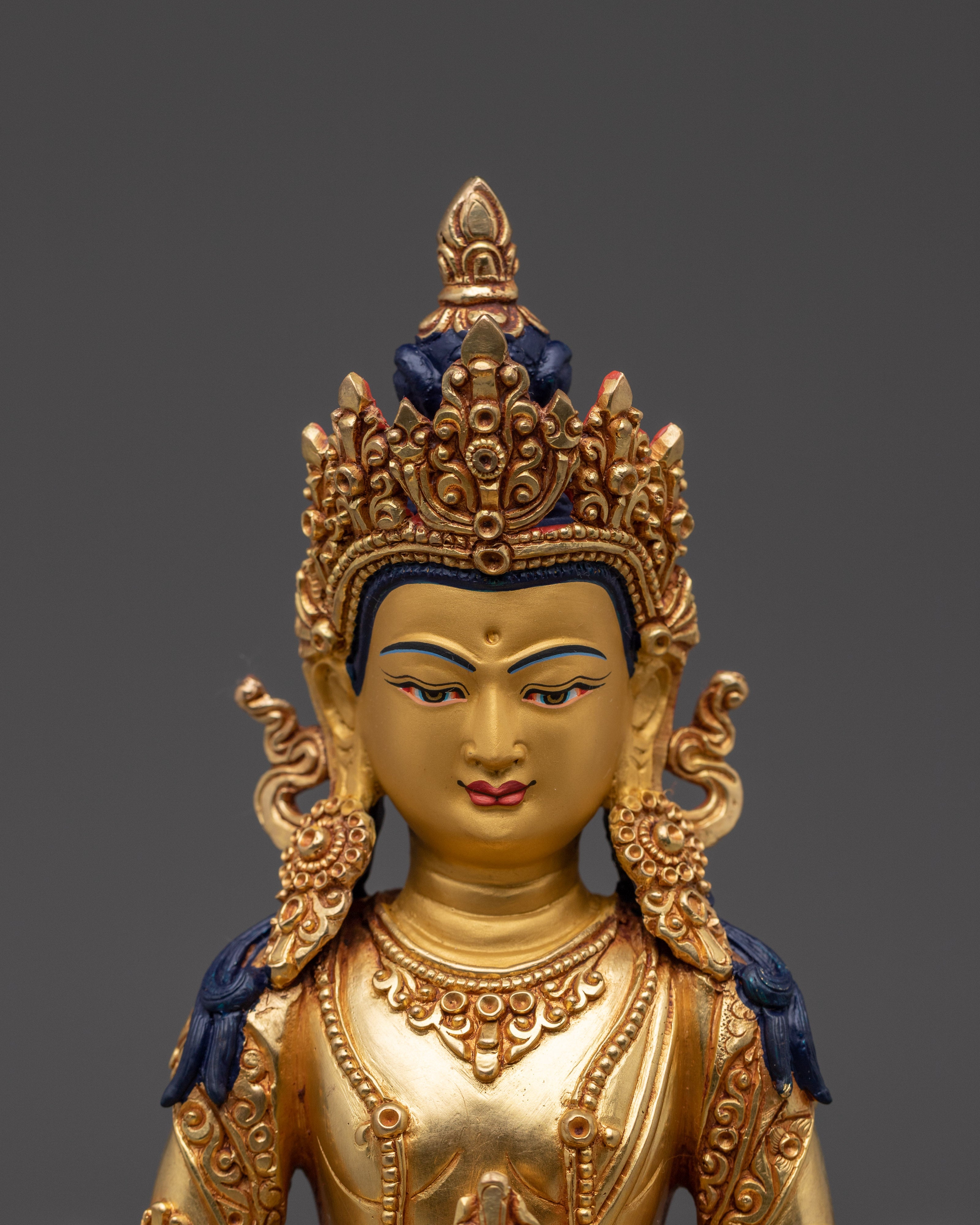 Tibetan Golden Amitayus Statue | Longevity and Healing Decor