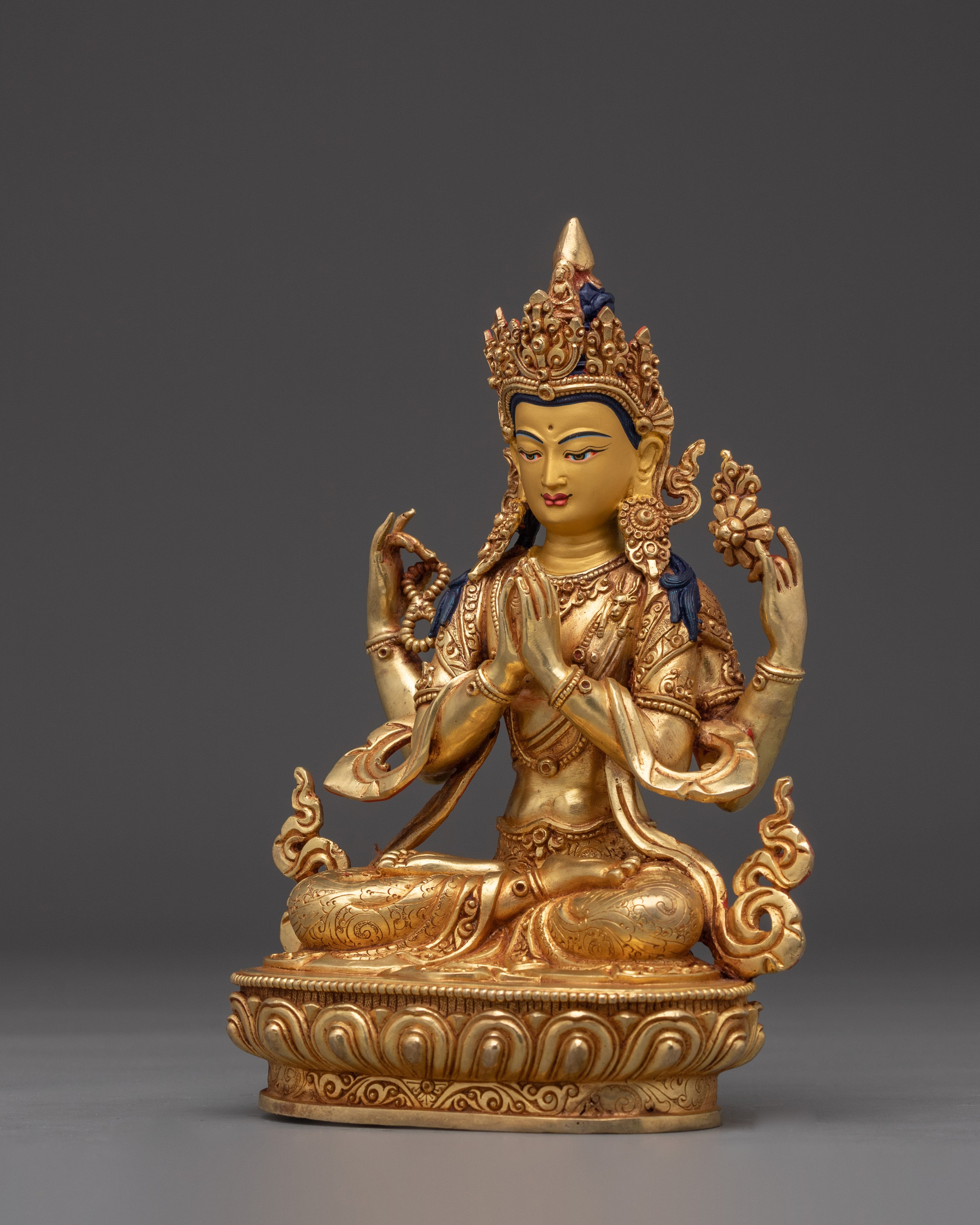 Chenrezig Art - Bodhisattva of compassion | Golden Avalokiteshvara Artwork