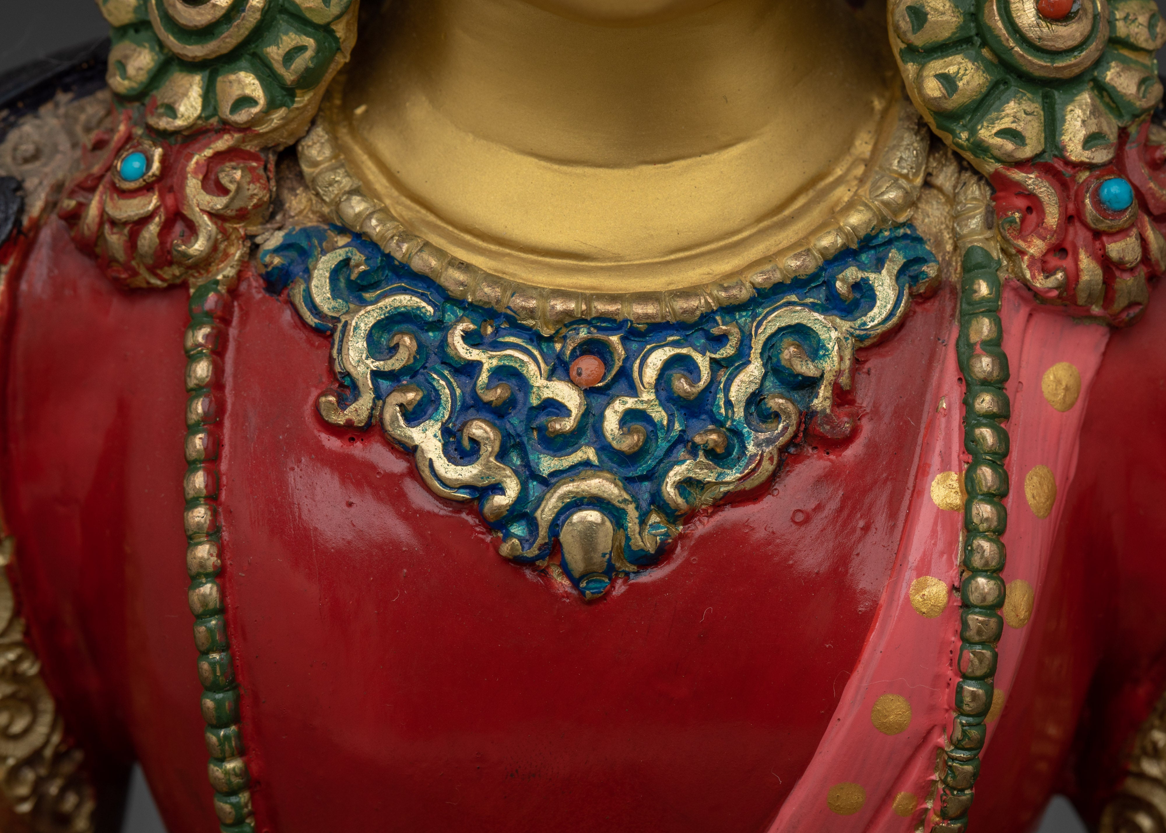 Amitayus Statue with Intricate Copper Details | Ideal for Meditation, Spiritual Practice