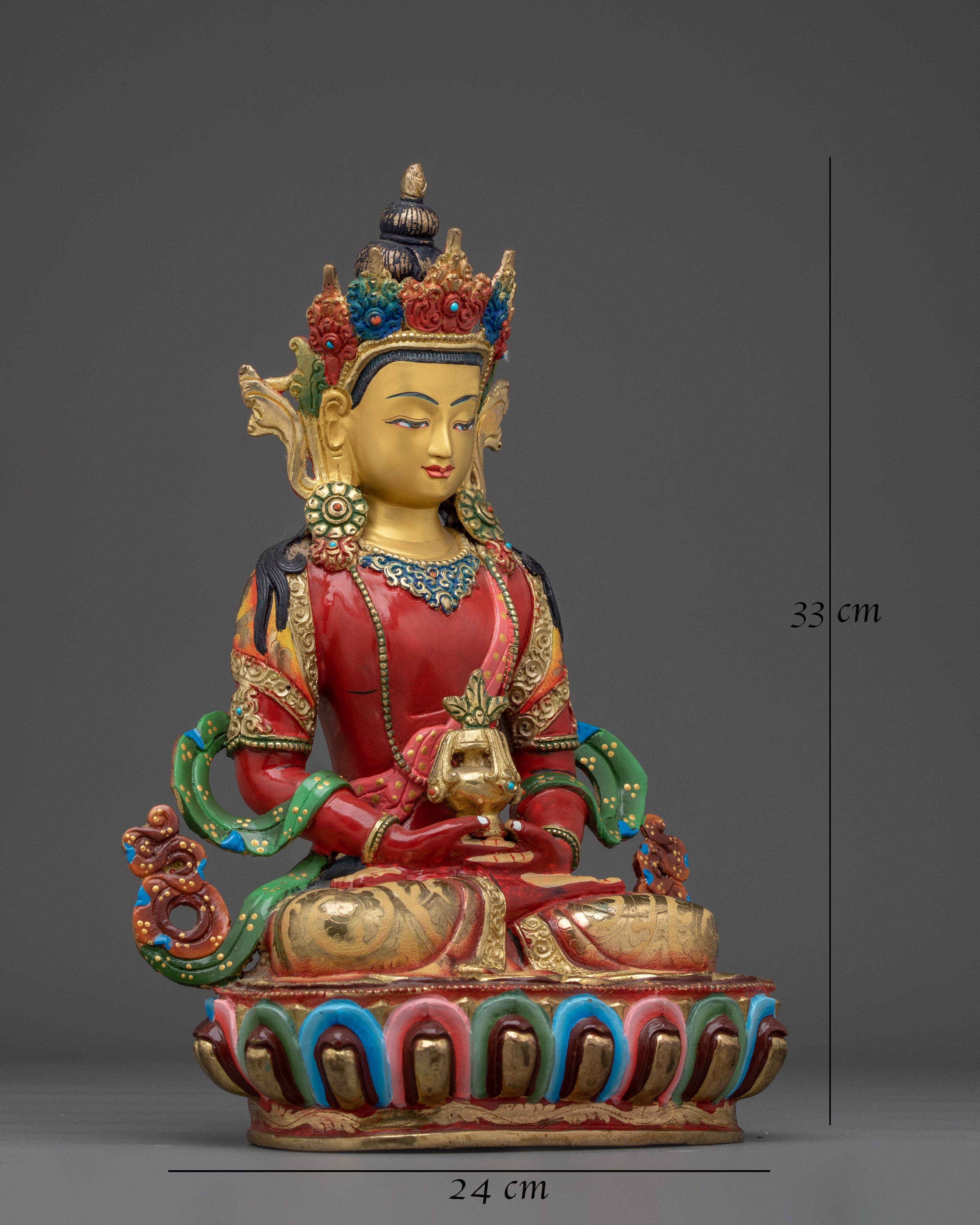 Amitayus Statue with Intricate Copper Details