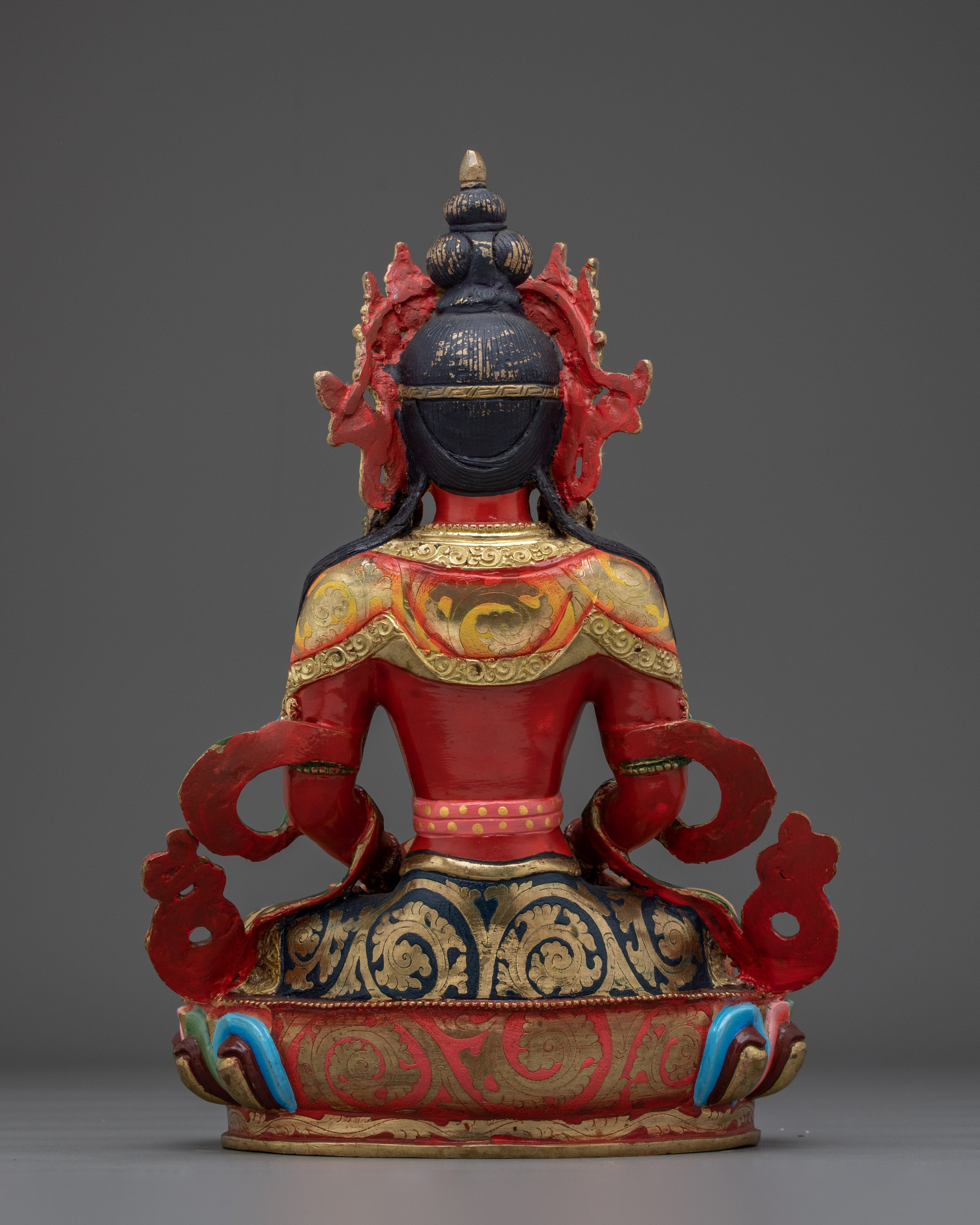 Amitayus Statue with Intricate Copper Details | Ideal for Meditation, Spiritual Practice