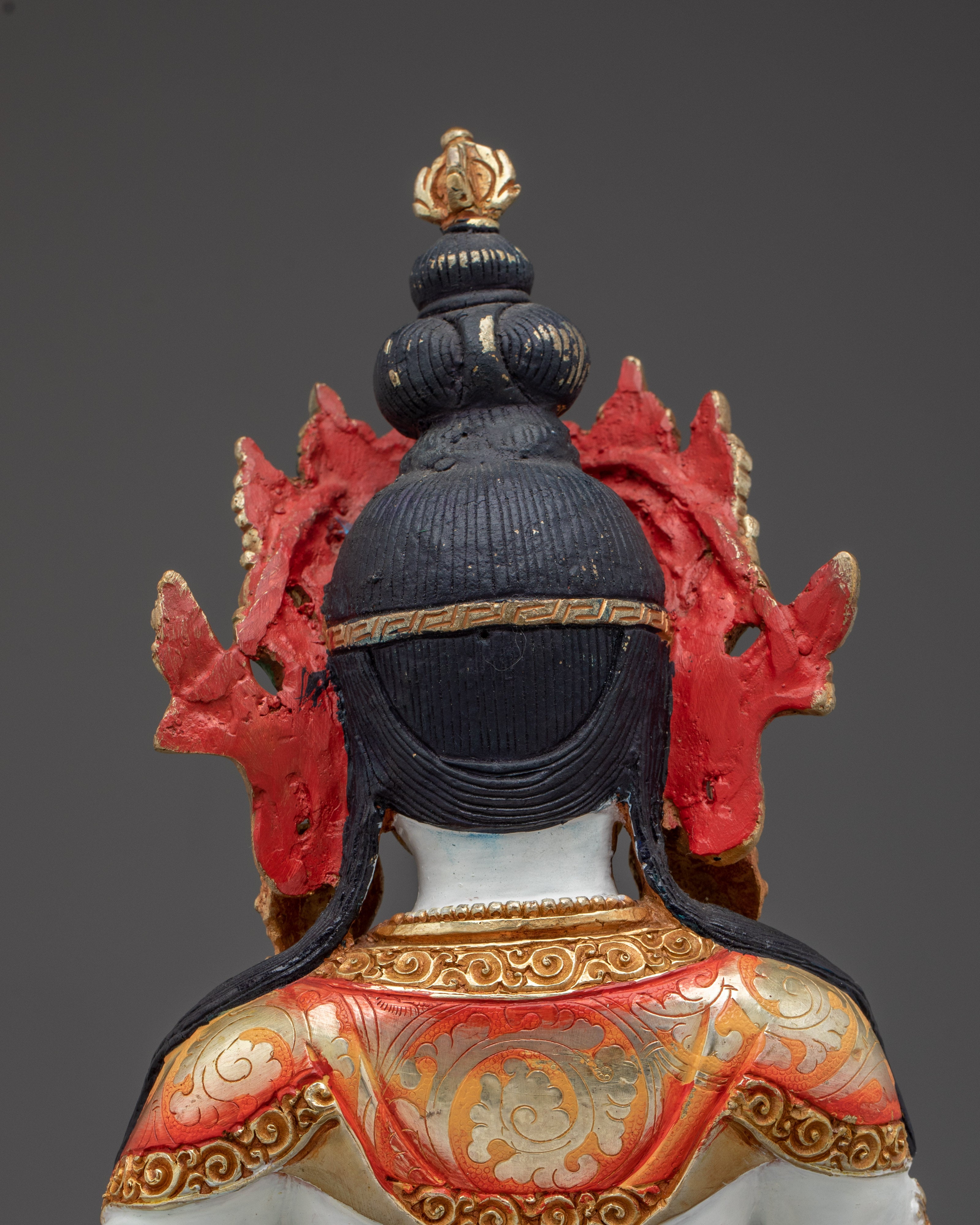 Vajrasattva Statue with Copper Details | Intricate Gold & Acrylic Paintings