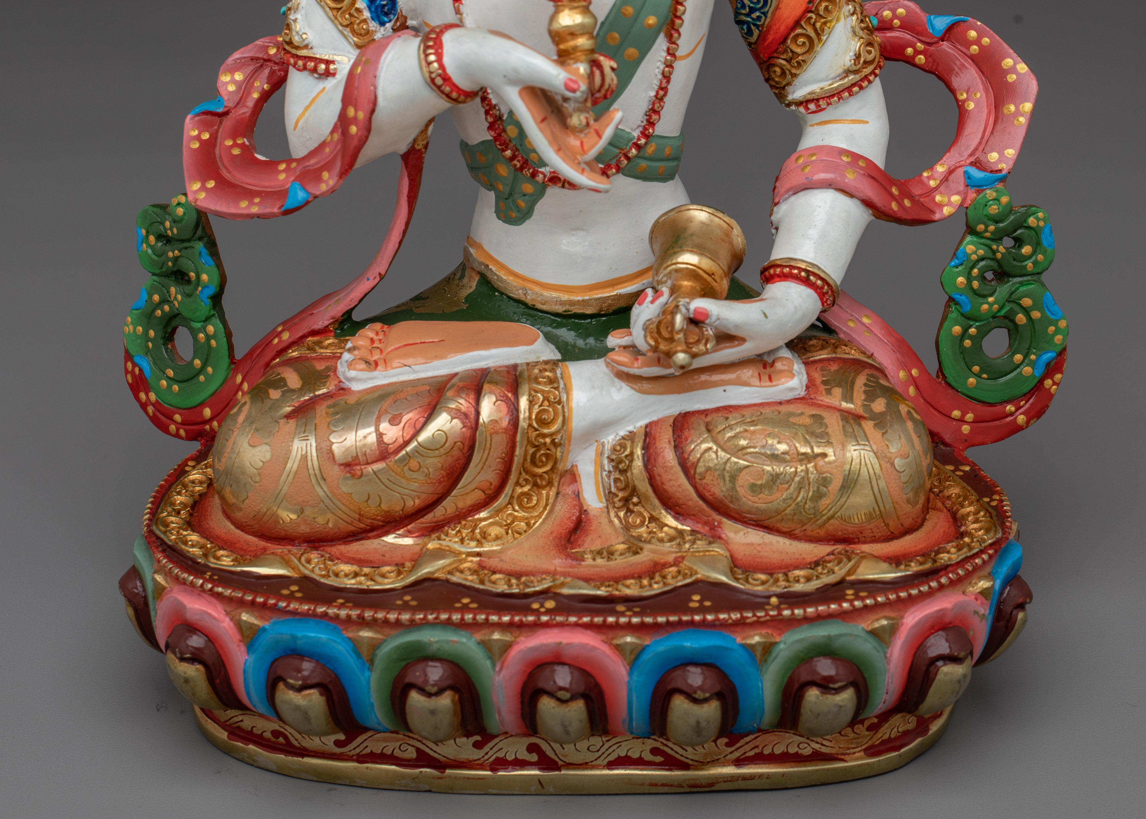 Vajrasattva Statue with Copper Details | Intricate Gold & Acrylic Paintings