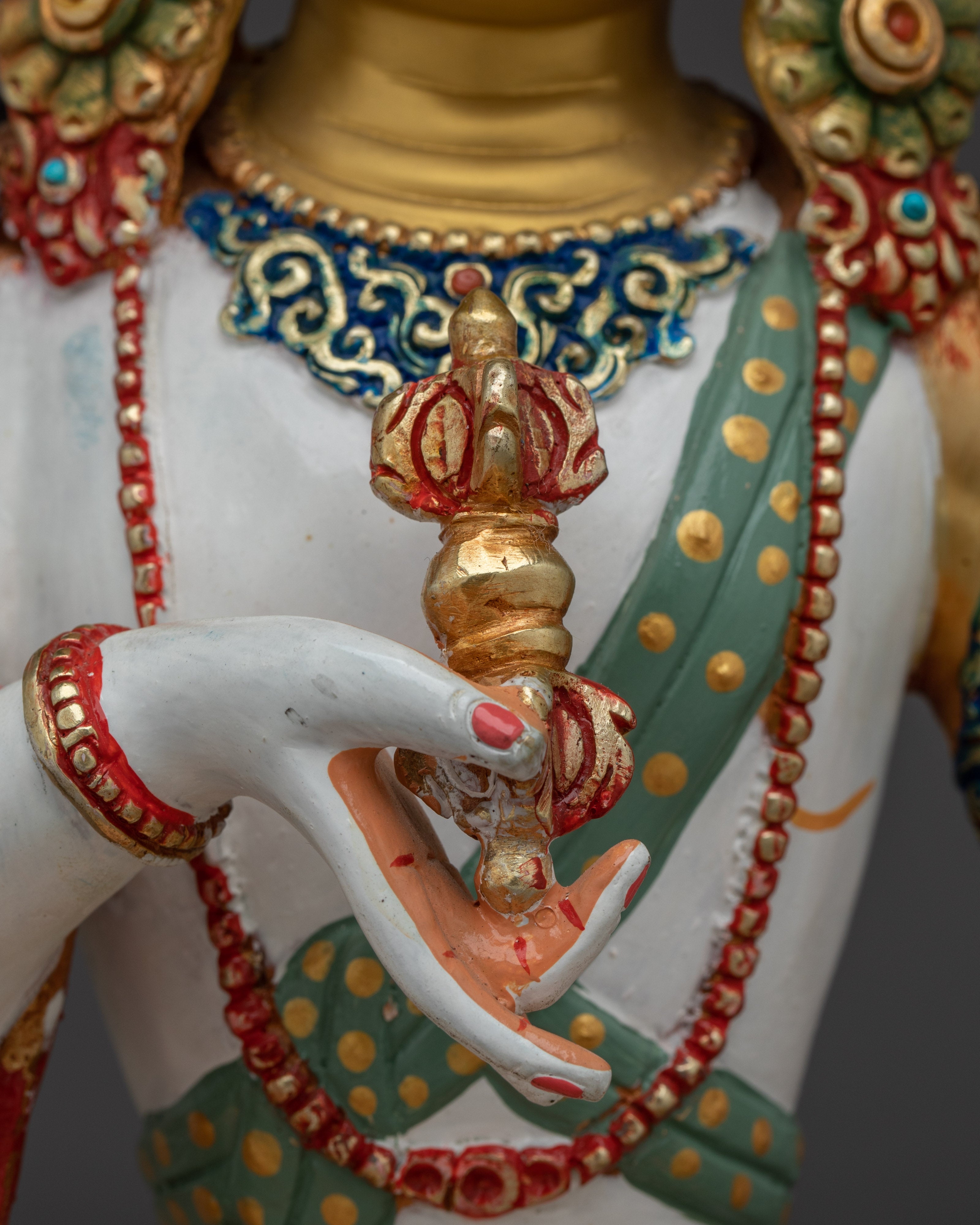 Vajrasattva Statue with Copper Details | Intricate Gold & Acrylic Paintings