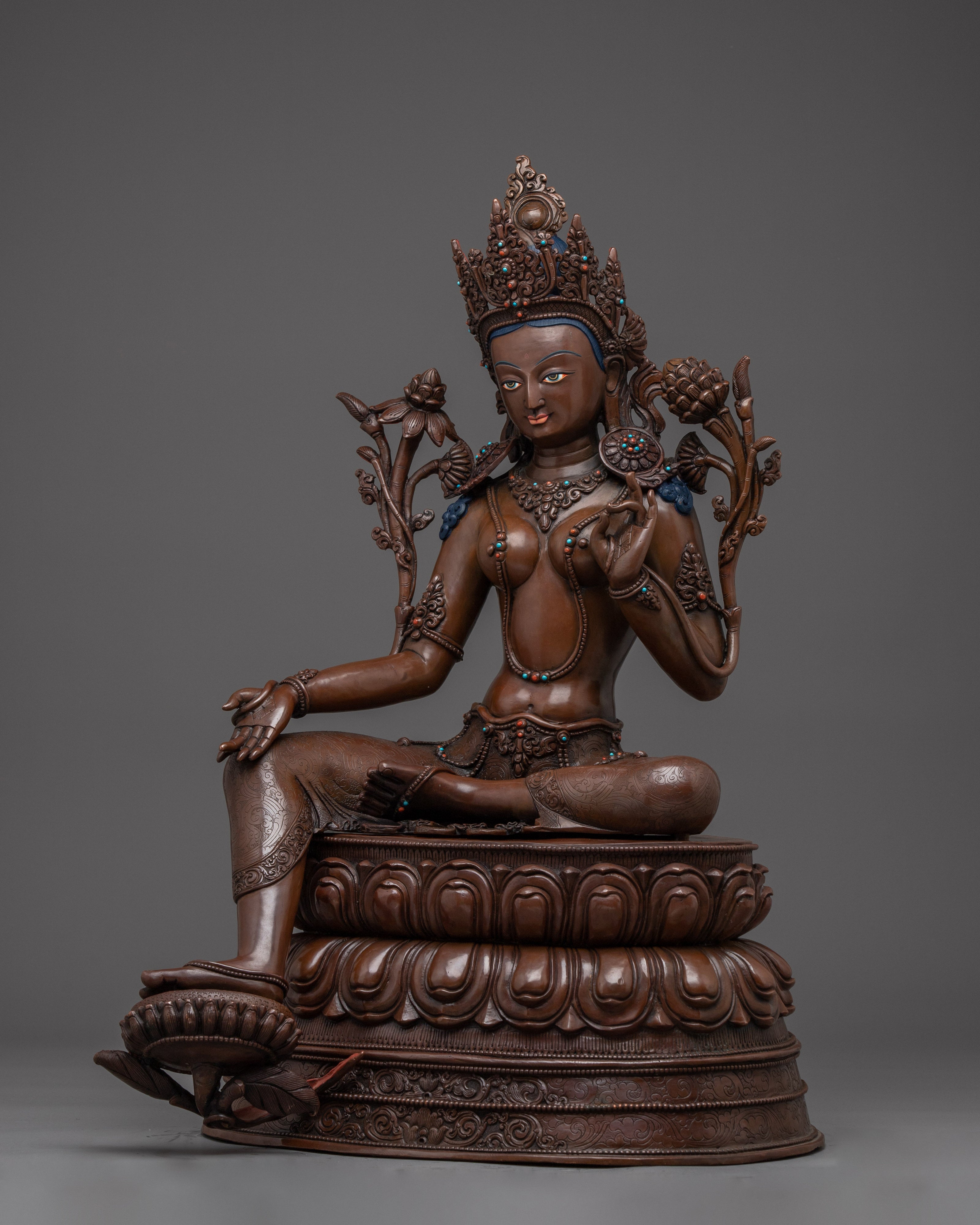 Oxidized Green Tara Decor Statue | Shyama Tara - Compassionate Diety
