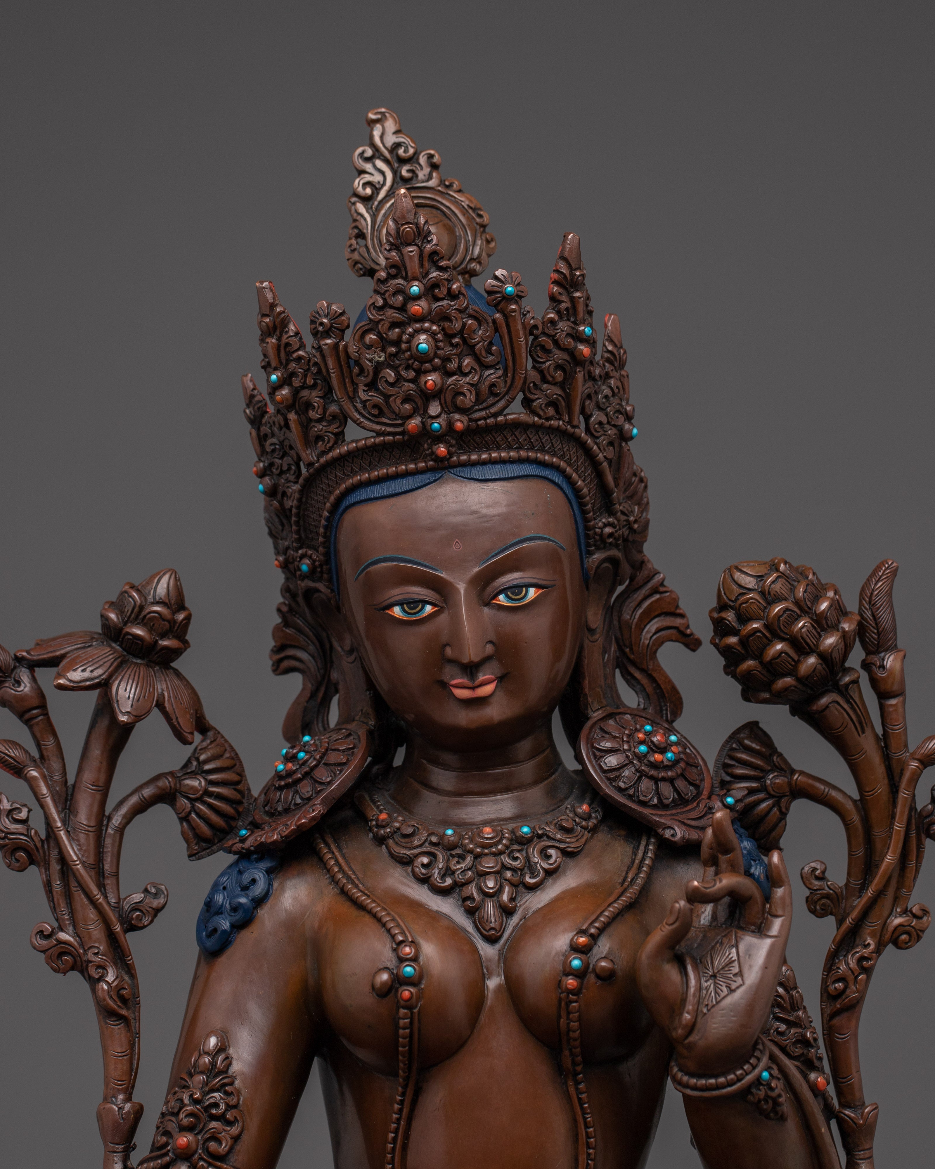 Oxidized Green Tara Decor Statue | Shyama Tara - Compassionate Diety