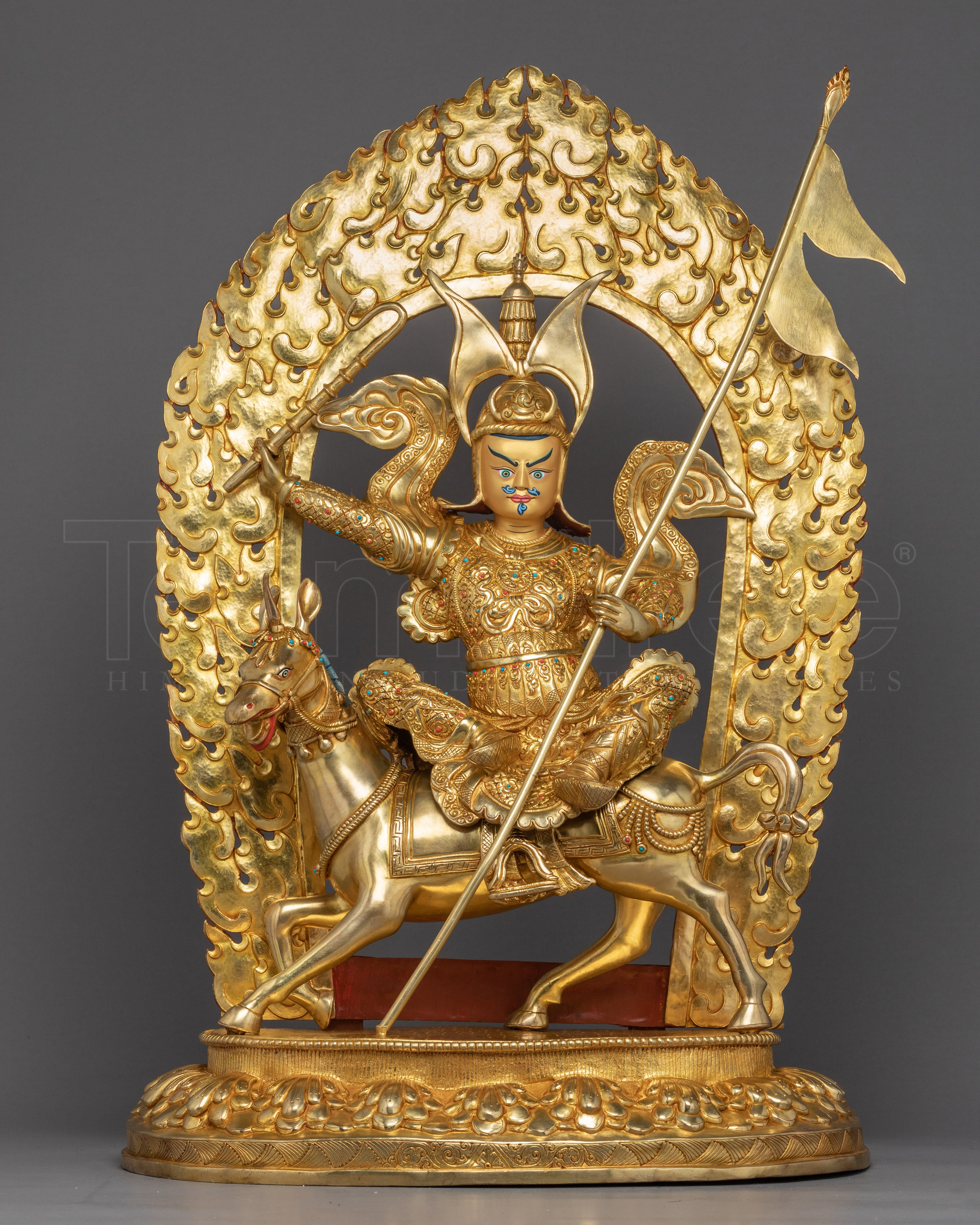 King Gesar Statue | Hand-Carved Buddhist Sculpture