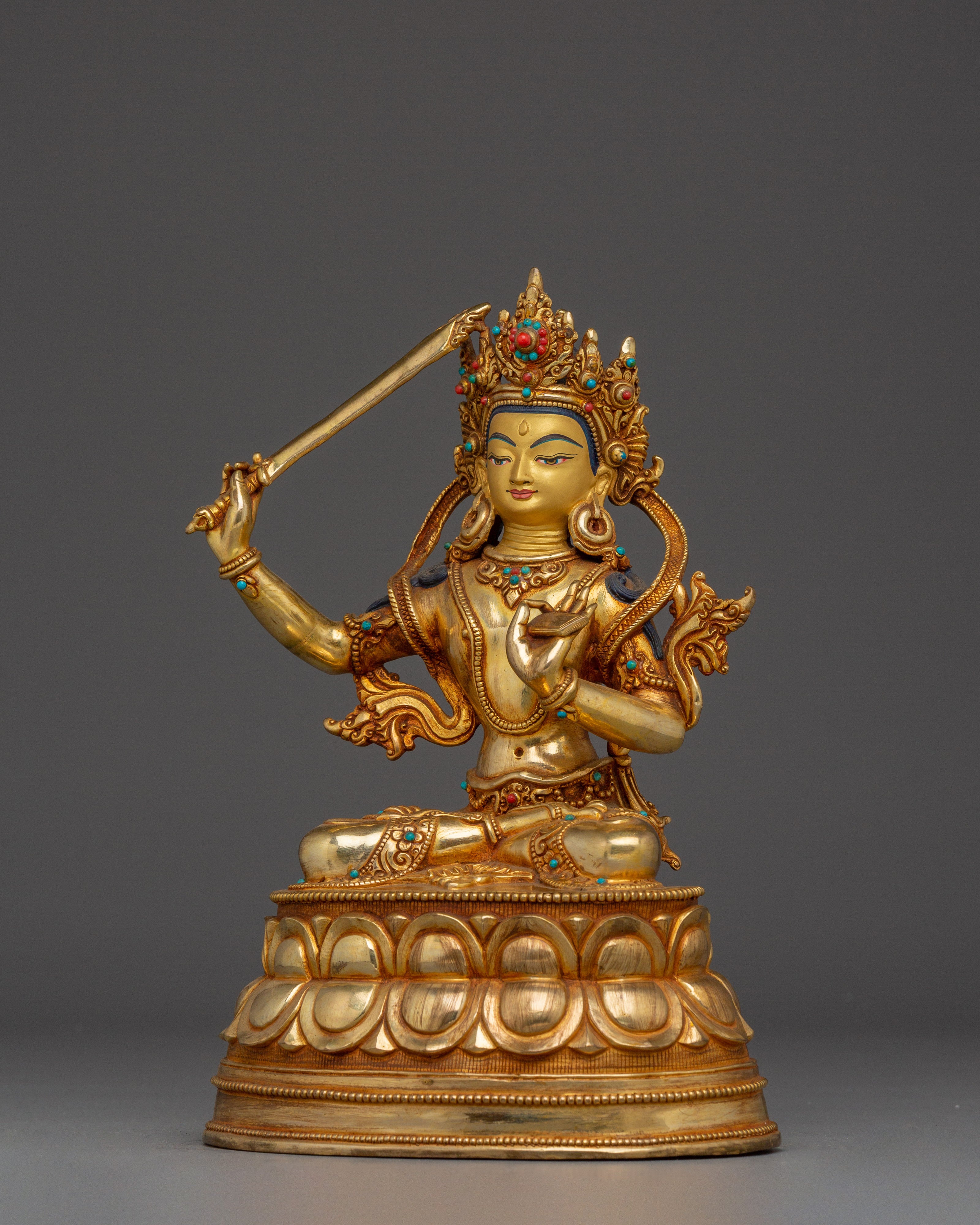 Wisdom Bodhisattva Manjushri Handmade Statue for Spirituality
