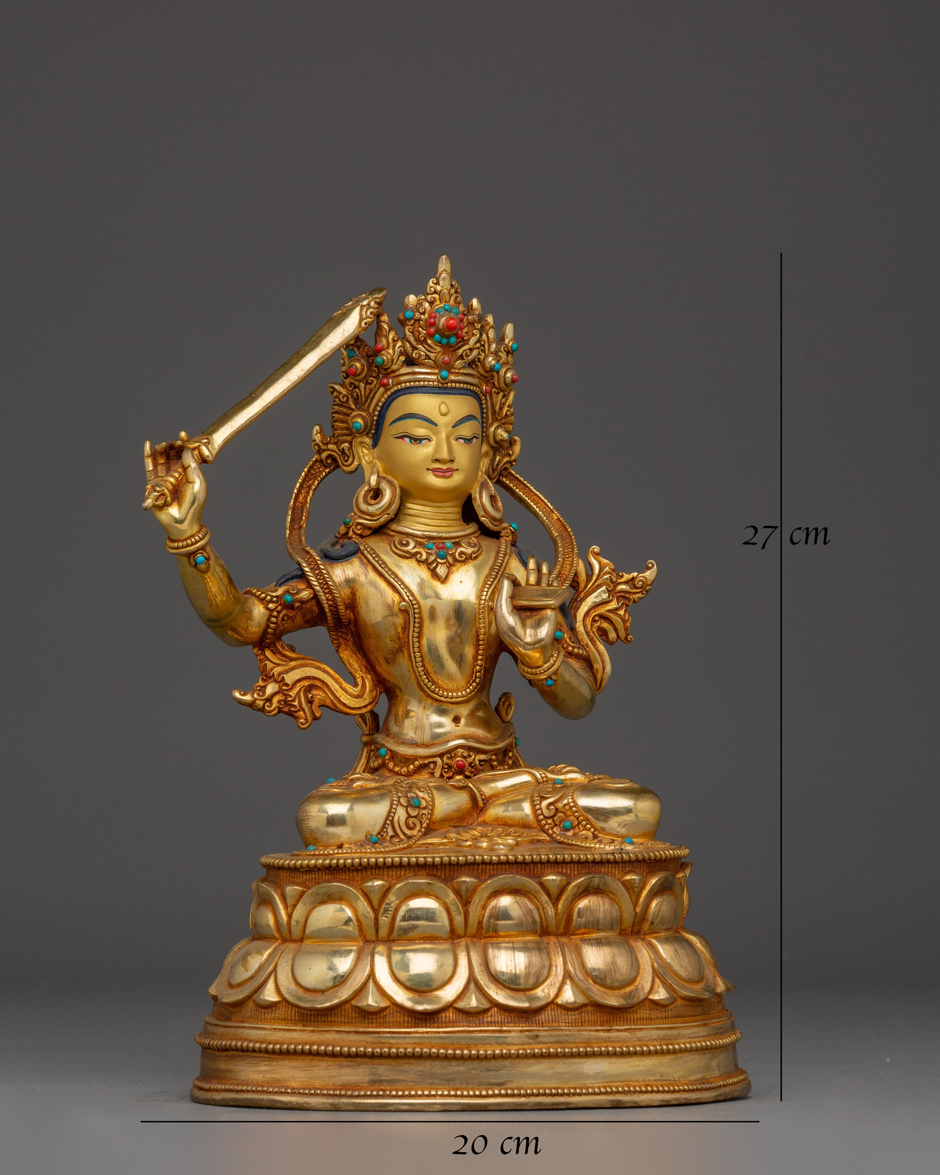 Supreme Wisdom Bodhisattva Manjushri Handmade Statue for Spirituality