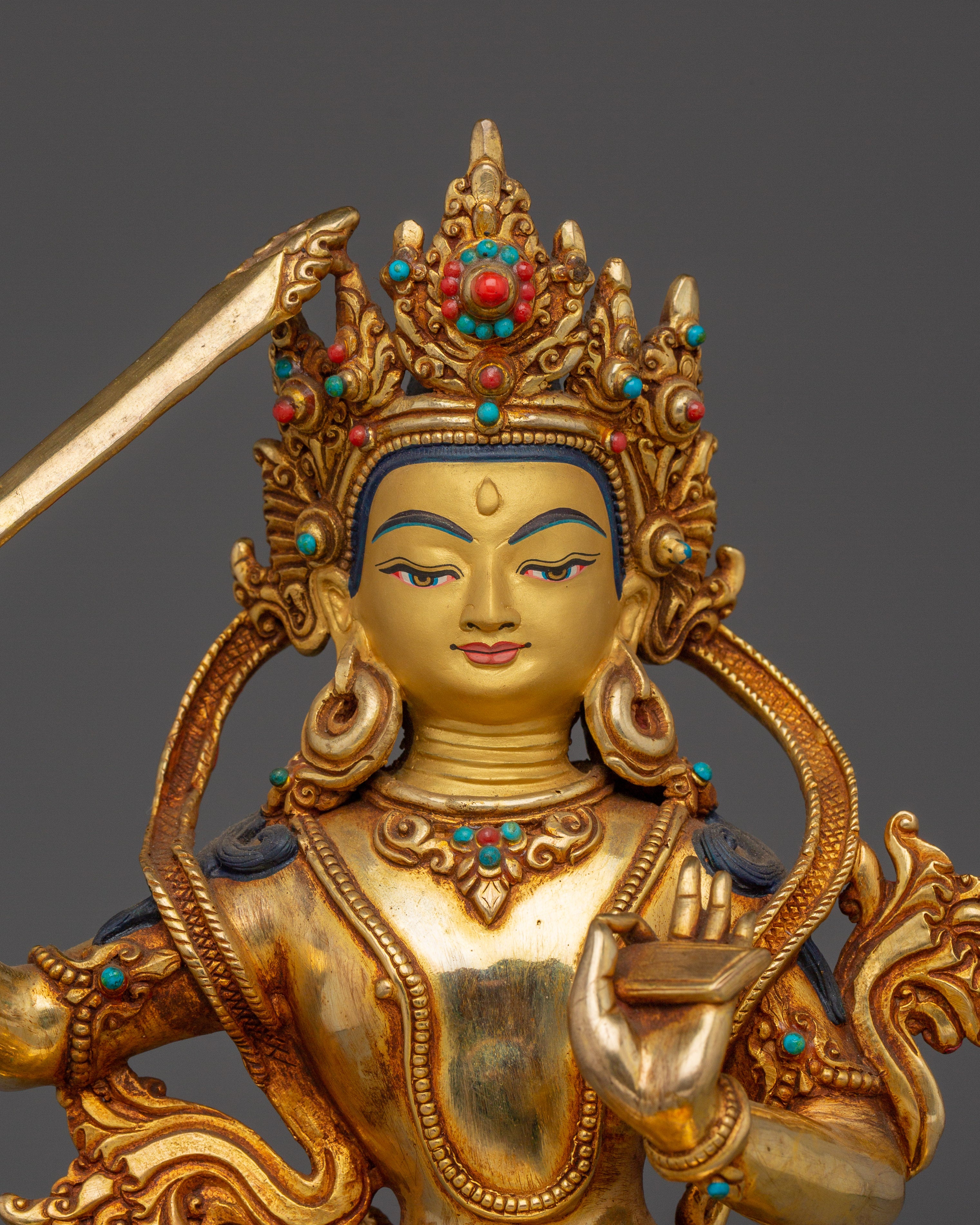 Wisdom Bodhisattva Manjushri Handmade Statue for Spirituality