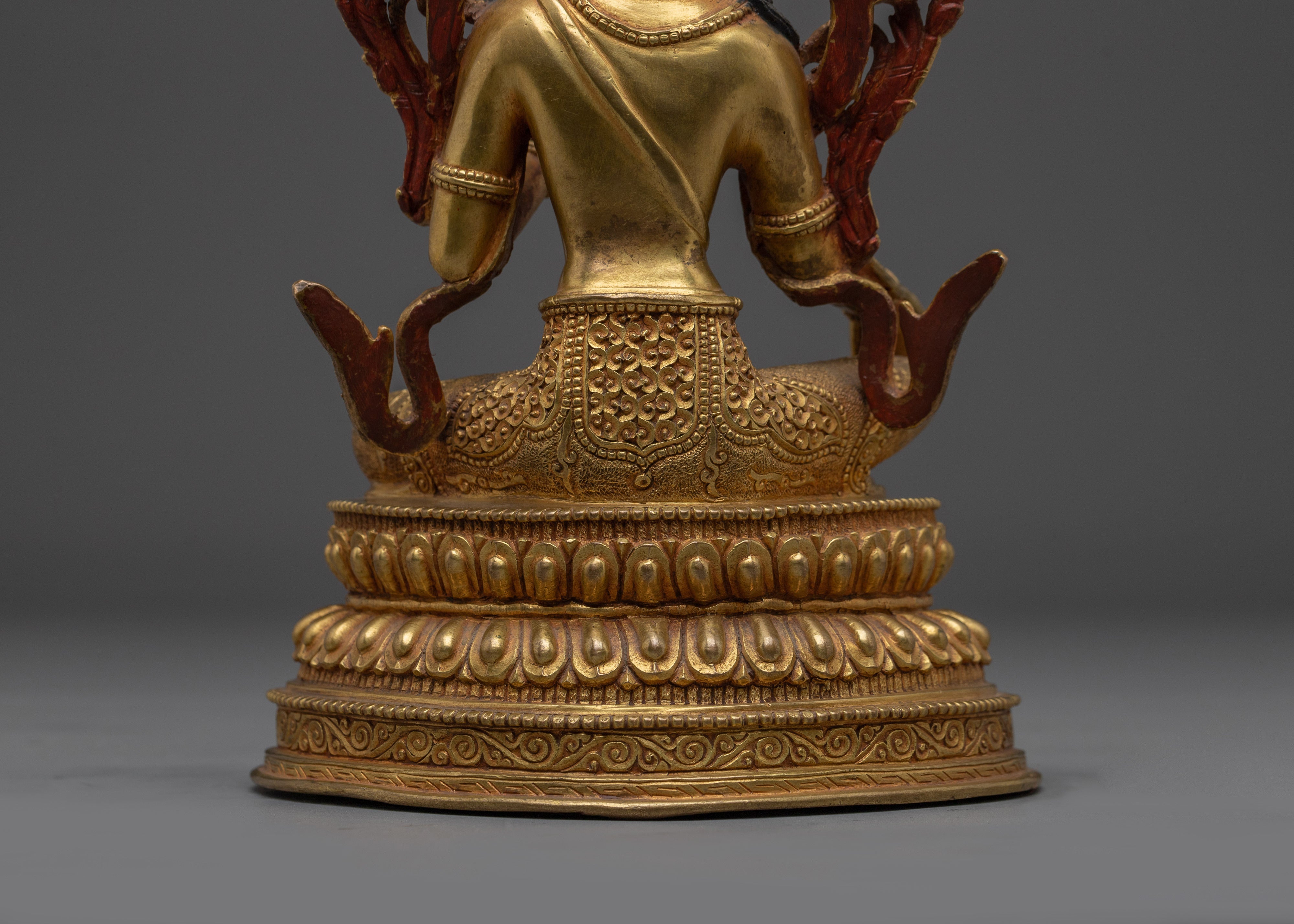 Green Tara Statue in 24K Gold Gilded | Sculpture for Protection and Compassion