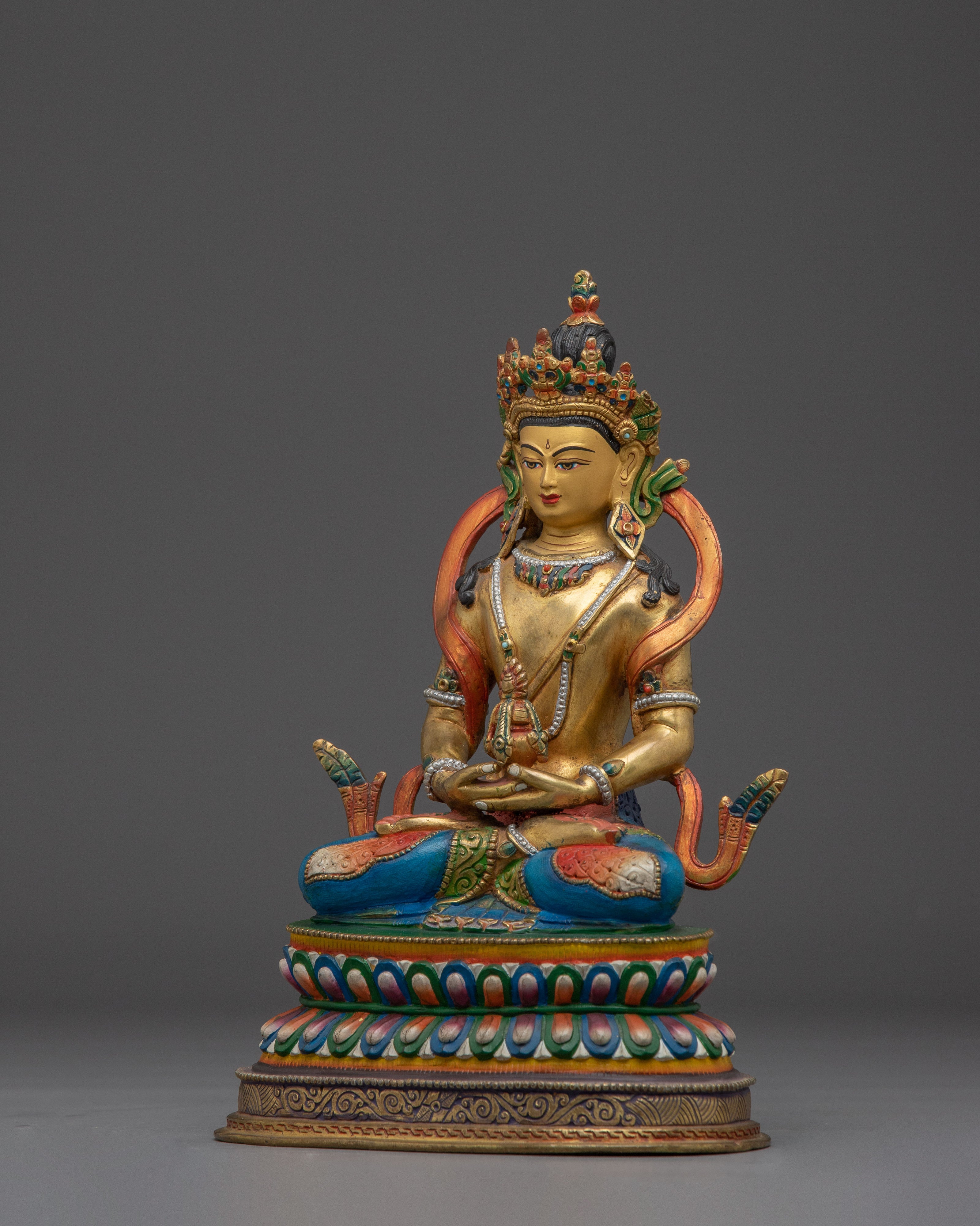 Colorful Amitayus Copper Statue | Buddhist Deity for Longevity