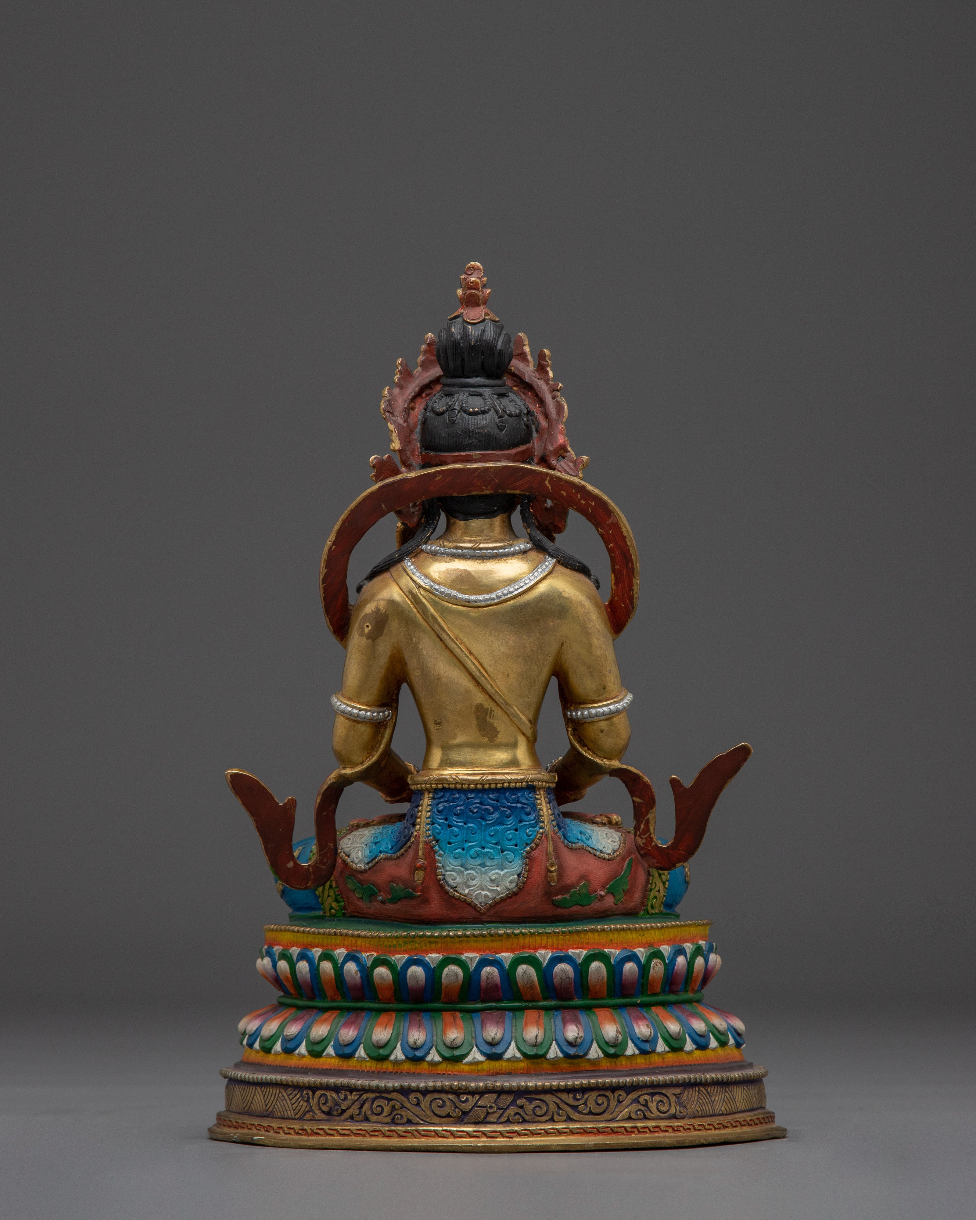 Colorful Amitayus Copper Statue | Buddhist Deity for Longevity
