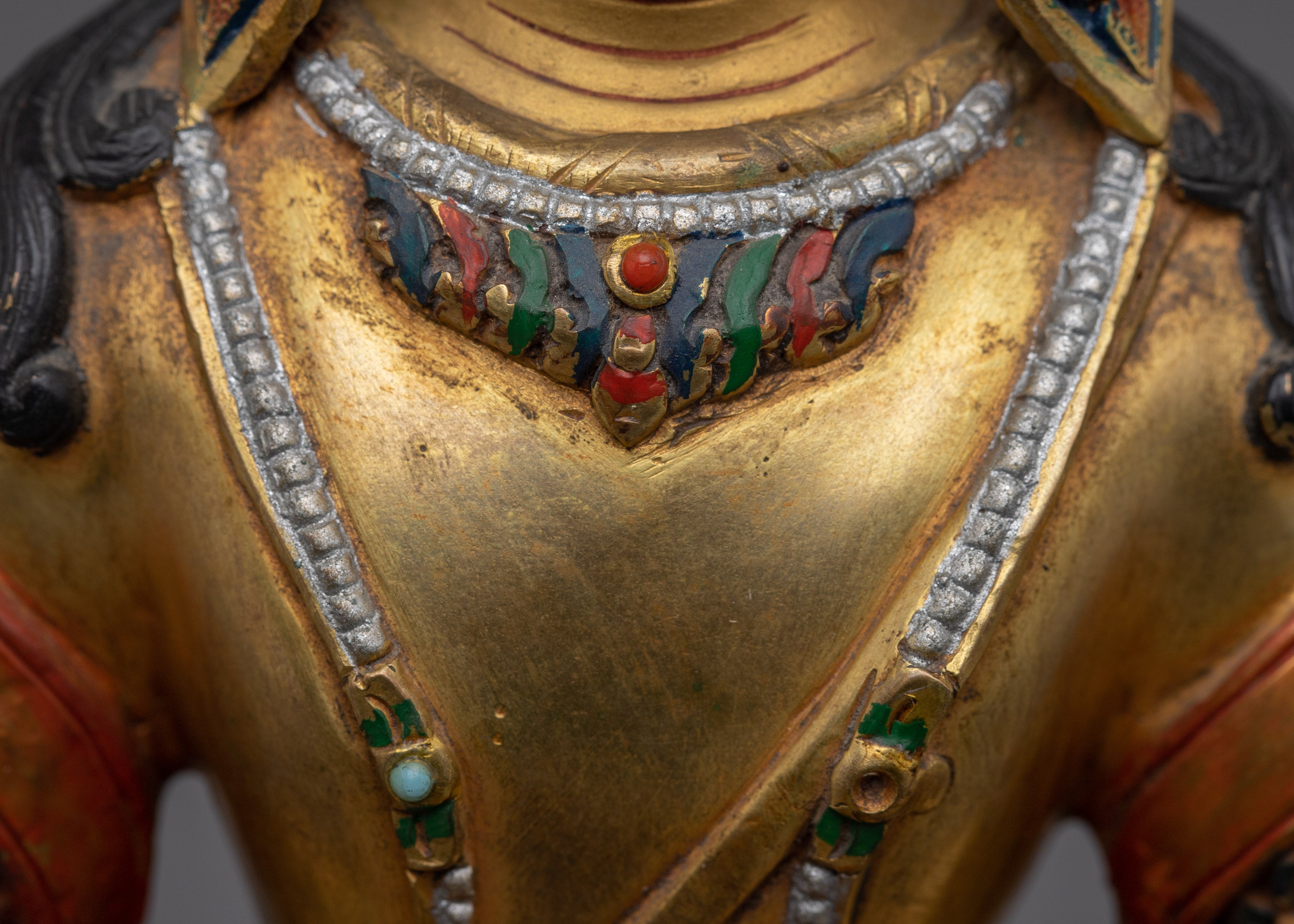 Colorful Amitayus Copper Statue | Buddhist Deity for Longevity