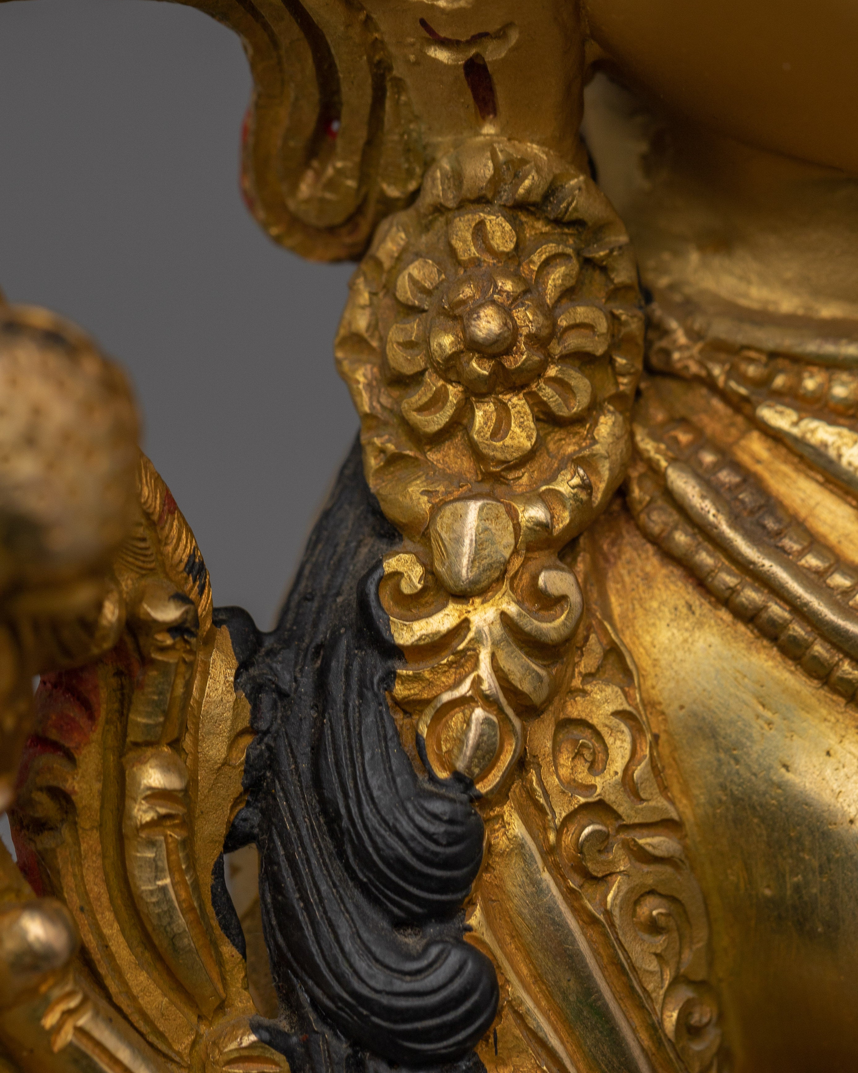 Green Tara Statue in Gold And Gemstones | Copper Deity for Healing