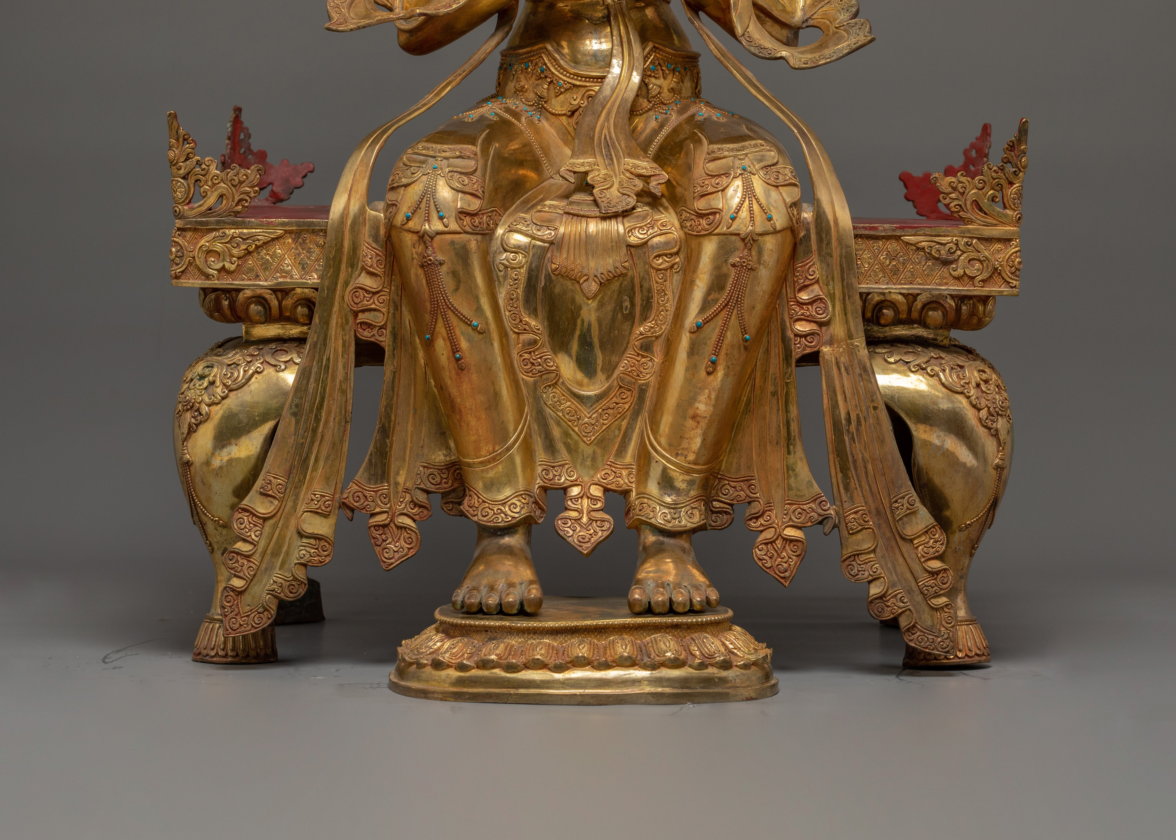 24K Gold Maitreya Buddha Statue | Meditation Shrine Decor