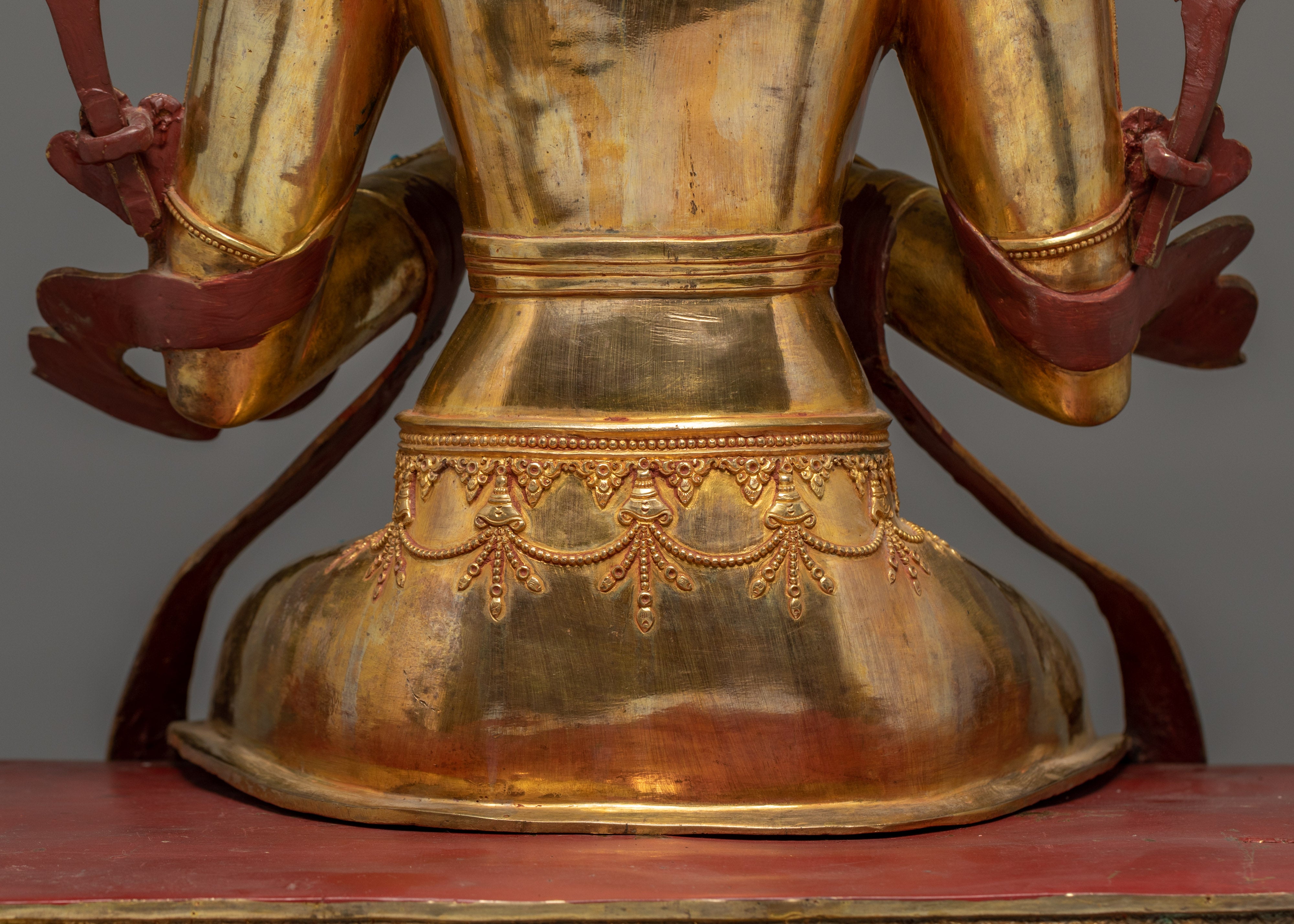 24K Gold Maitreya Buddha Statue | Meditation Shrine Decor