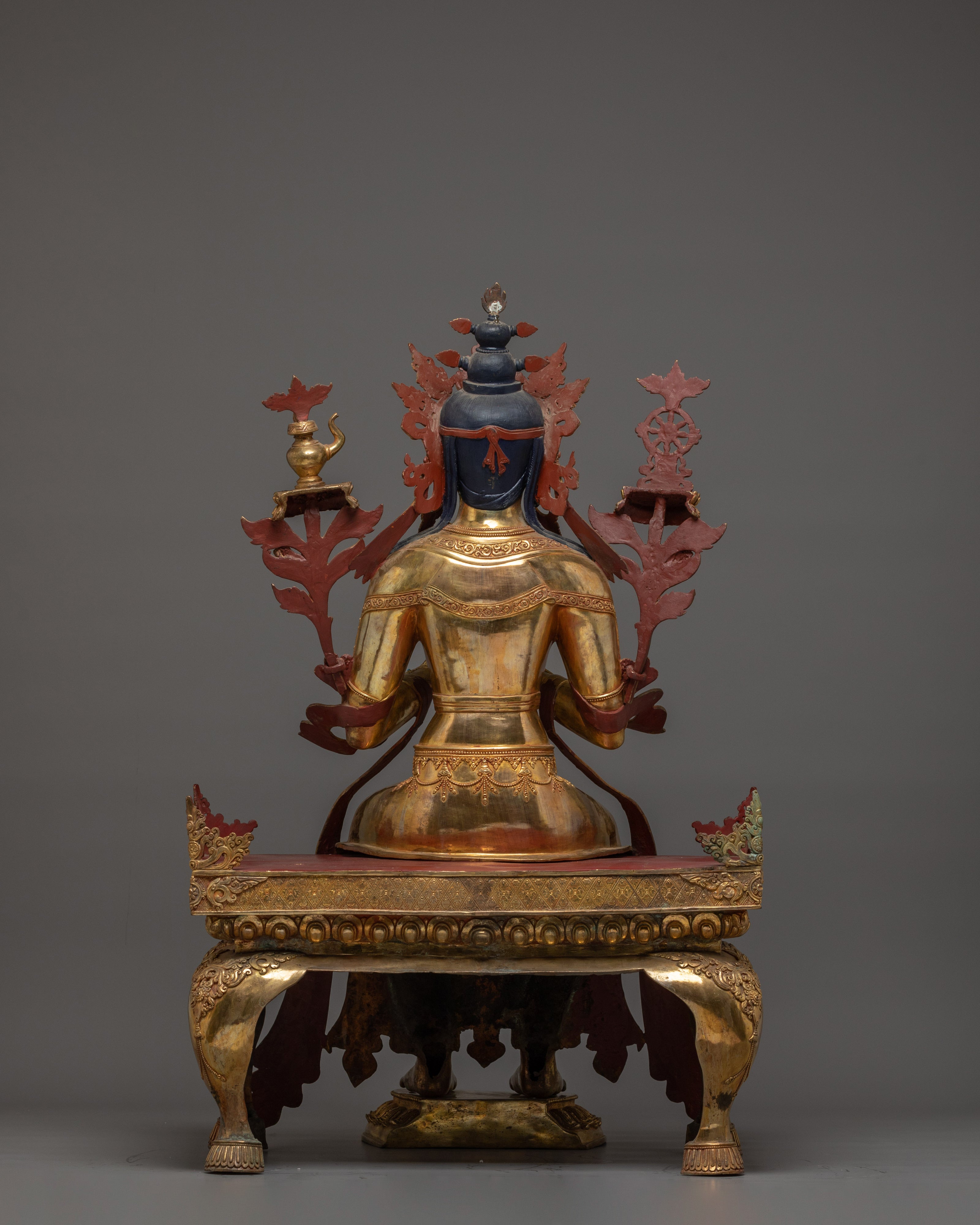 24K Gold Maitreya Buddha Statue | Meditation Shrine Decor