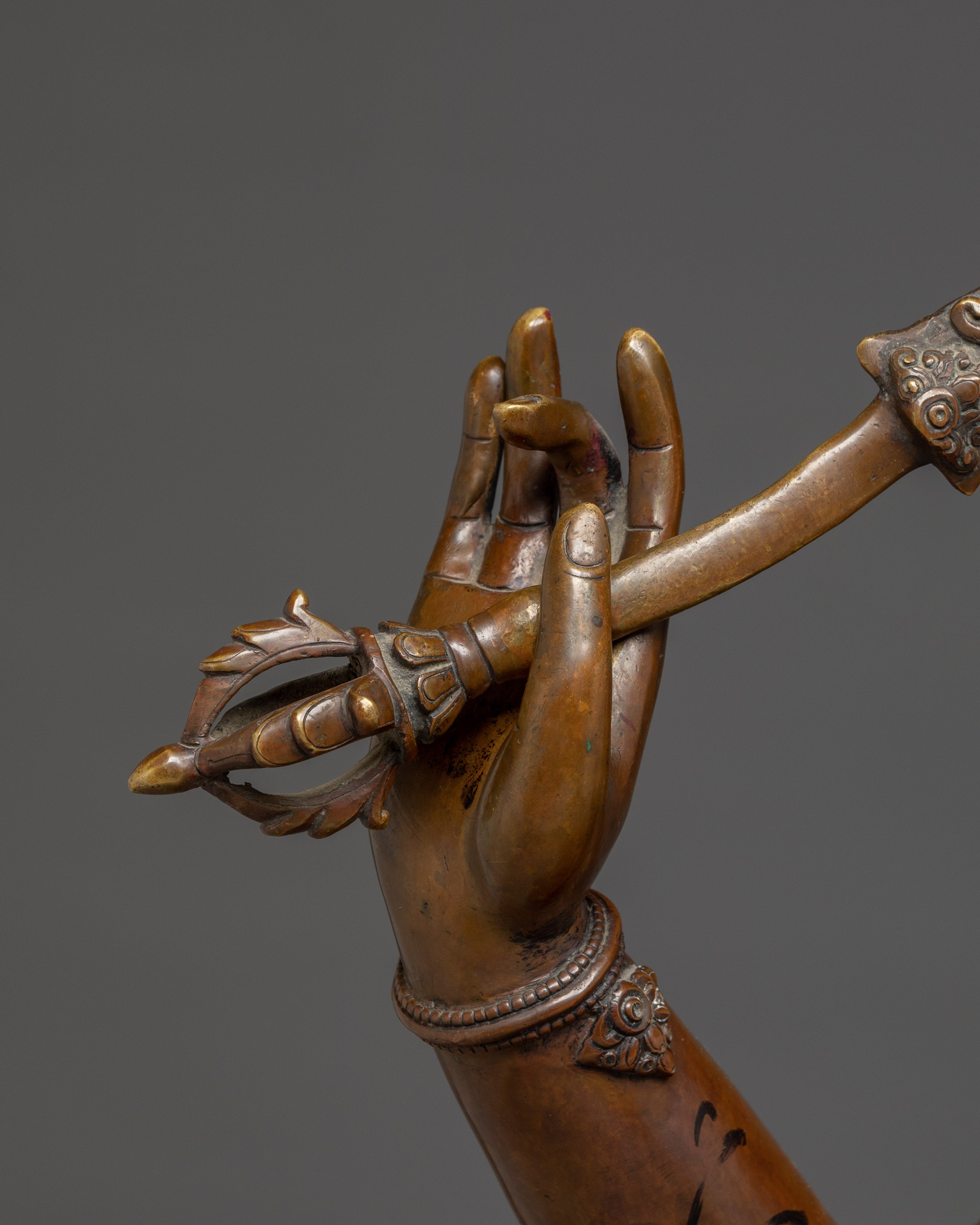 Manjushri Oxidized Copper Wisdom Deity with Sword Statue | Ideal for Altars