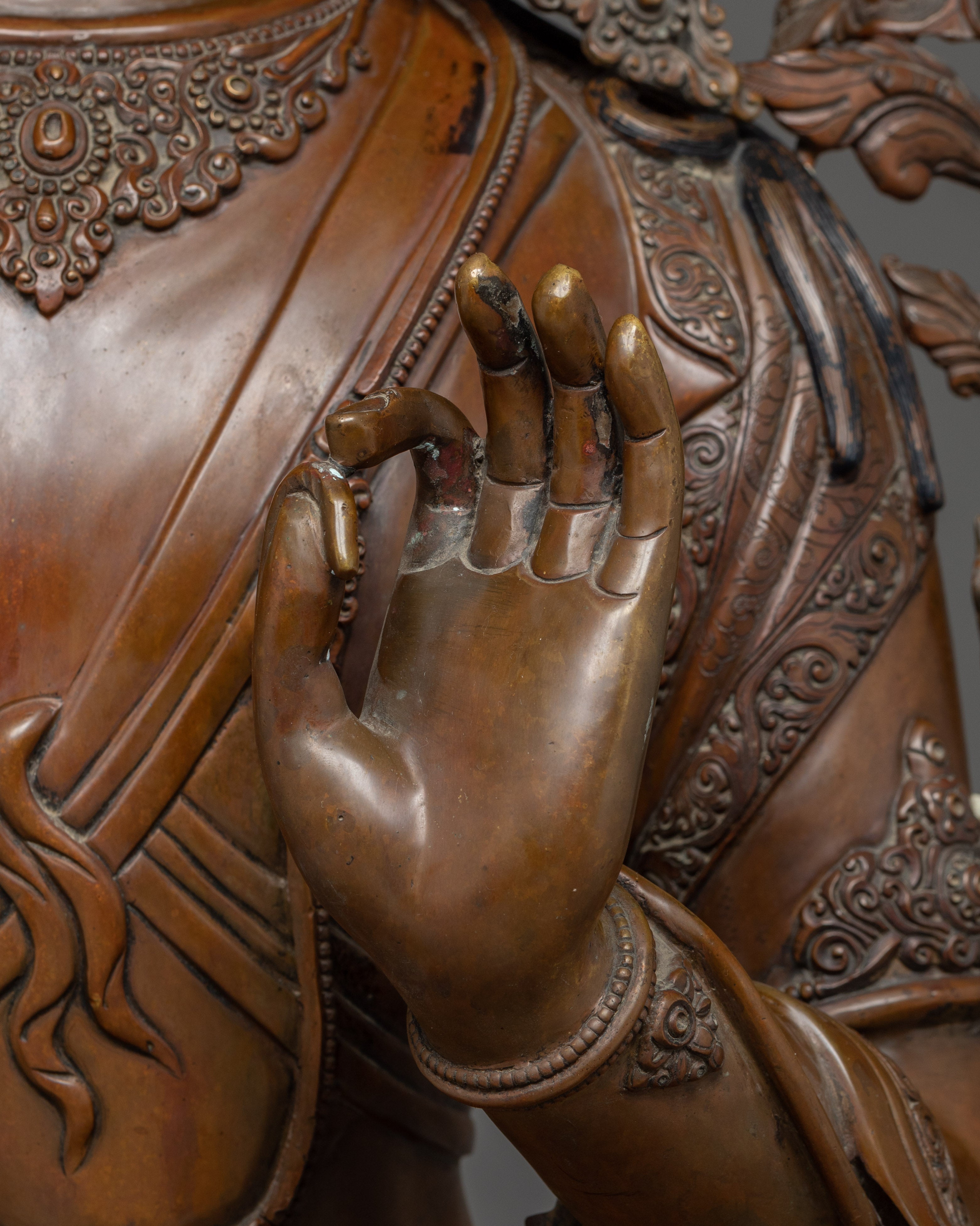 Manjushri Oxidized Copper Wisdom Deity with Sword Statue | Ideal for Altars