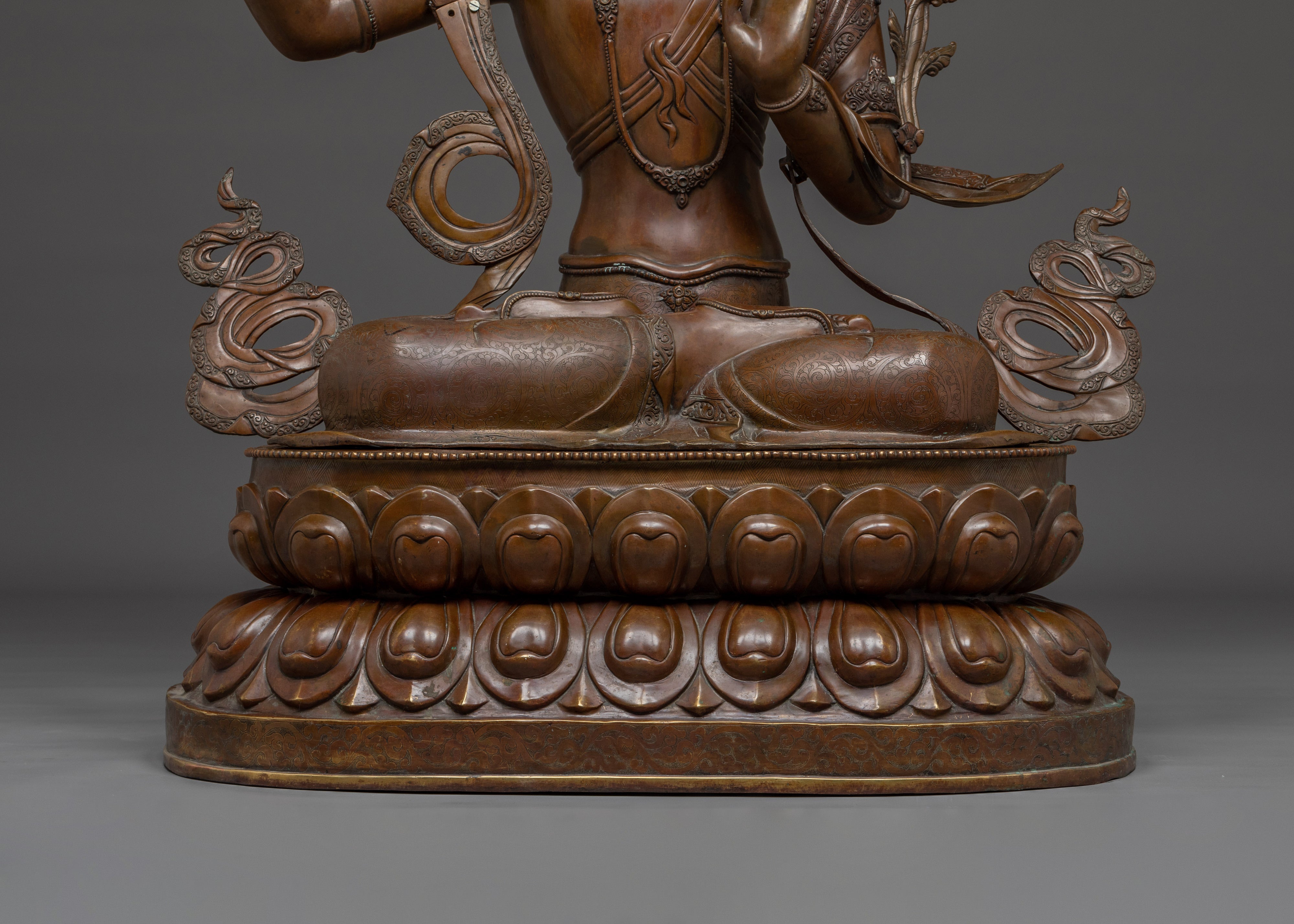 Manjushri Oxidized Copper Wisdom Deity with Sword Statue | Ideal for Altars