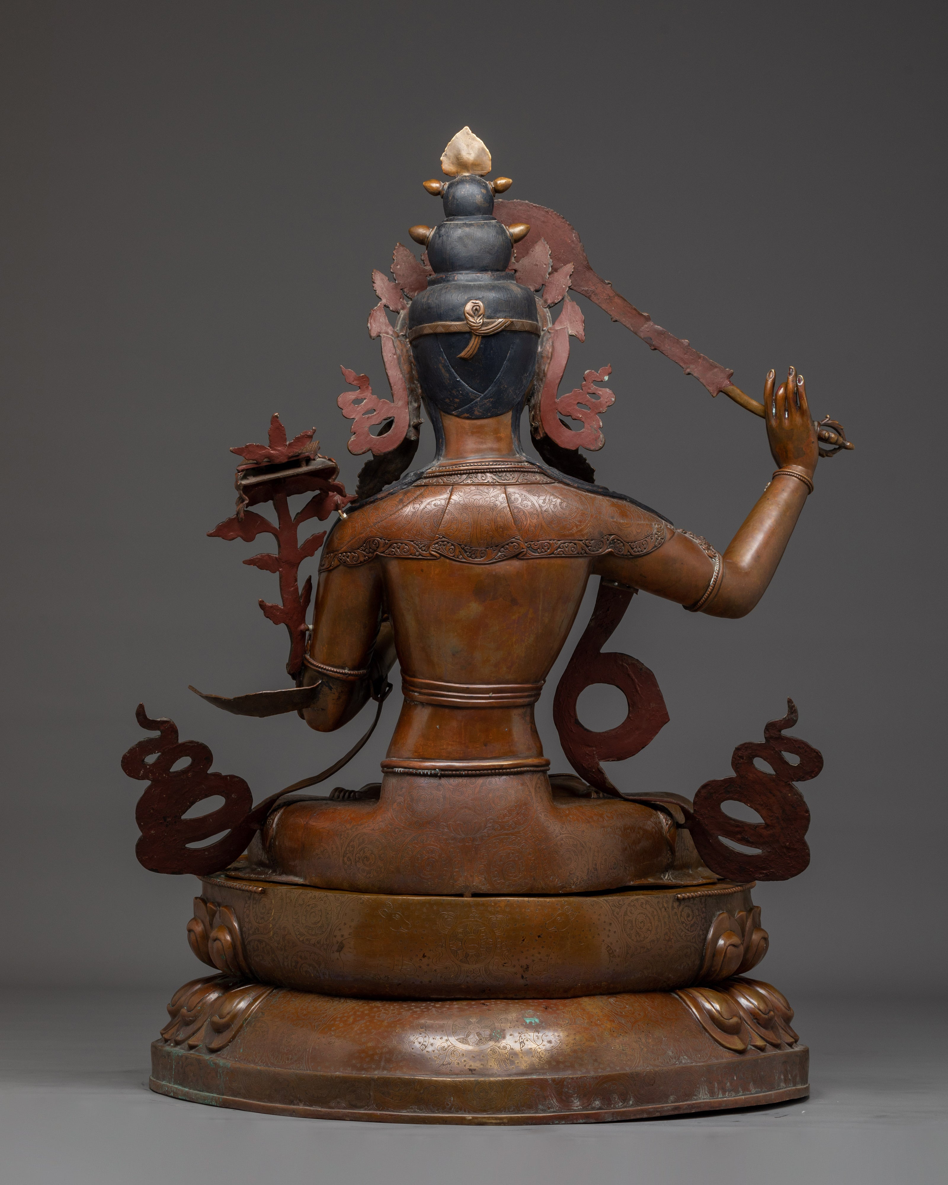 Manjushri Oxidized Copper Wisdom Deity with Sword Statue | Ideal for Altars