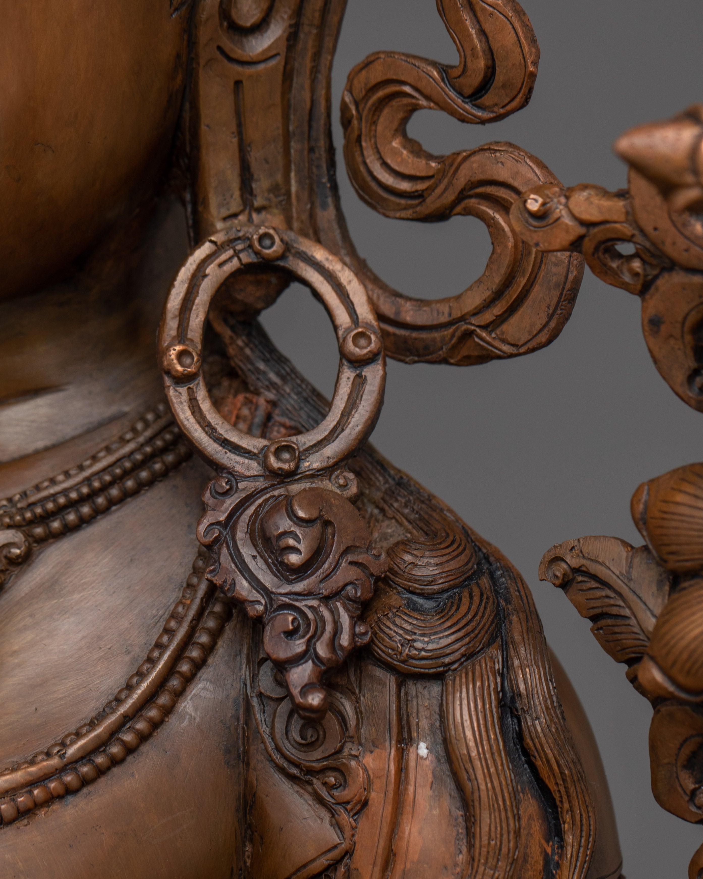 White Tara Statue in Oxidized Copper | Symbol of Compassion and Longevity