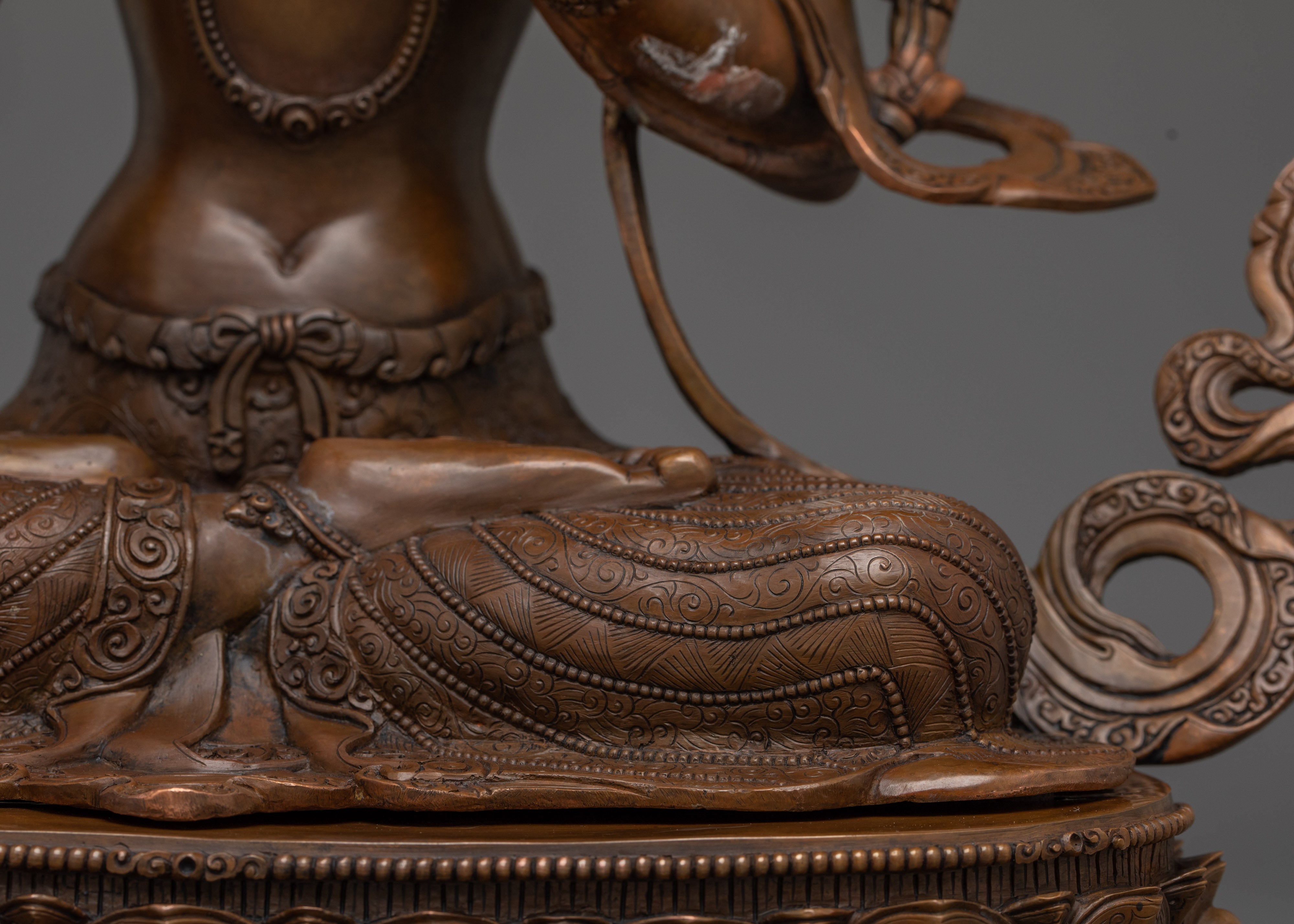 White Tara Statue in Oxidized Copper | Symbol of Compassion and Longevity