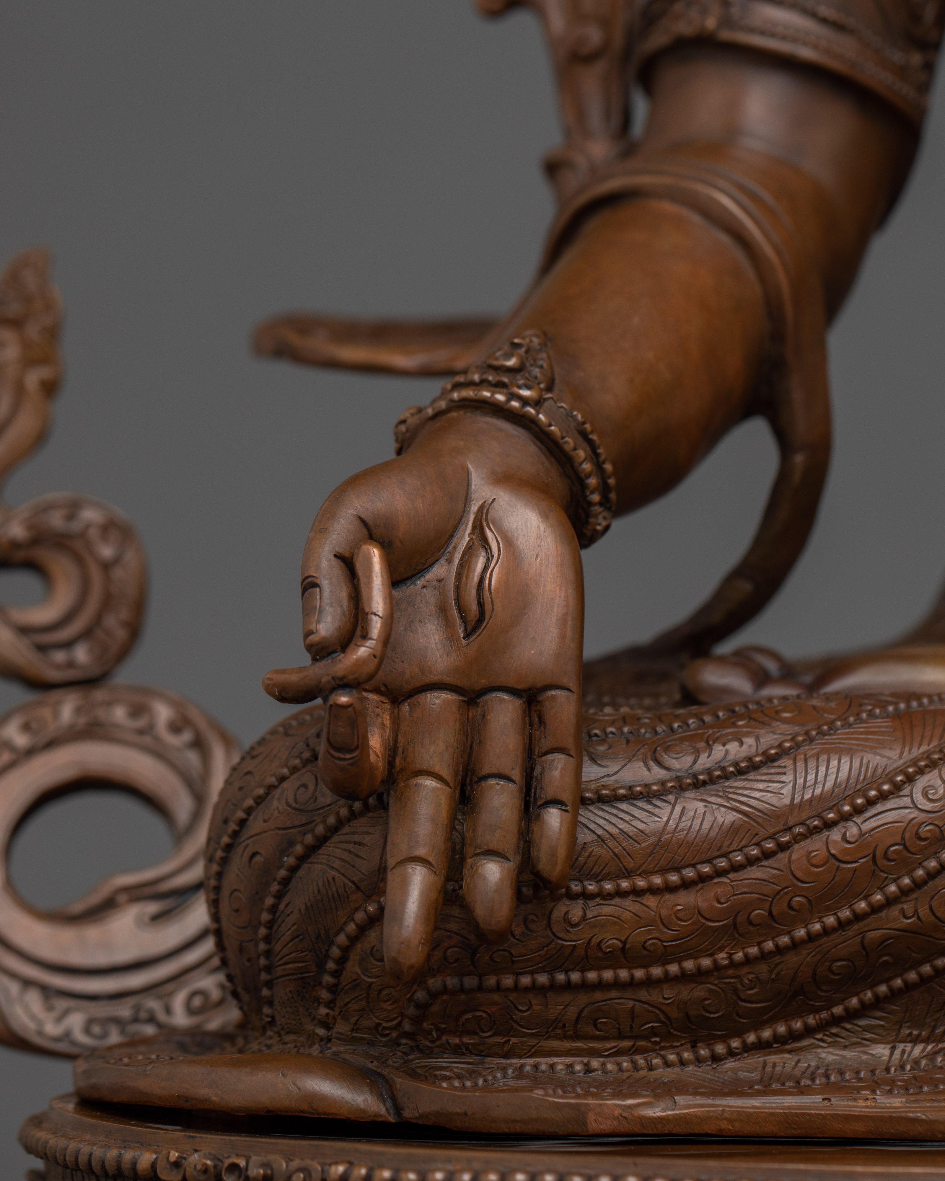 White Tara Statue in Oxidized Copper | Symbol of Compassion and Longevity