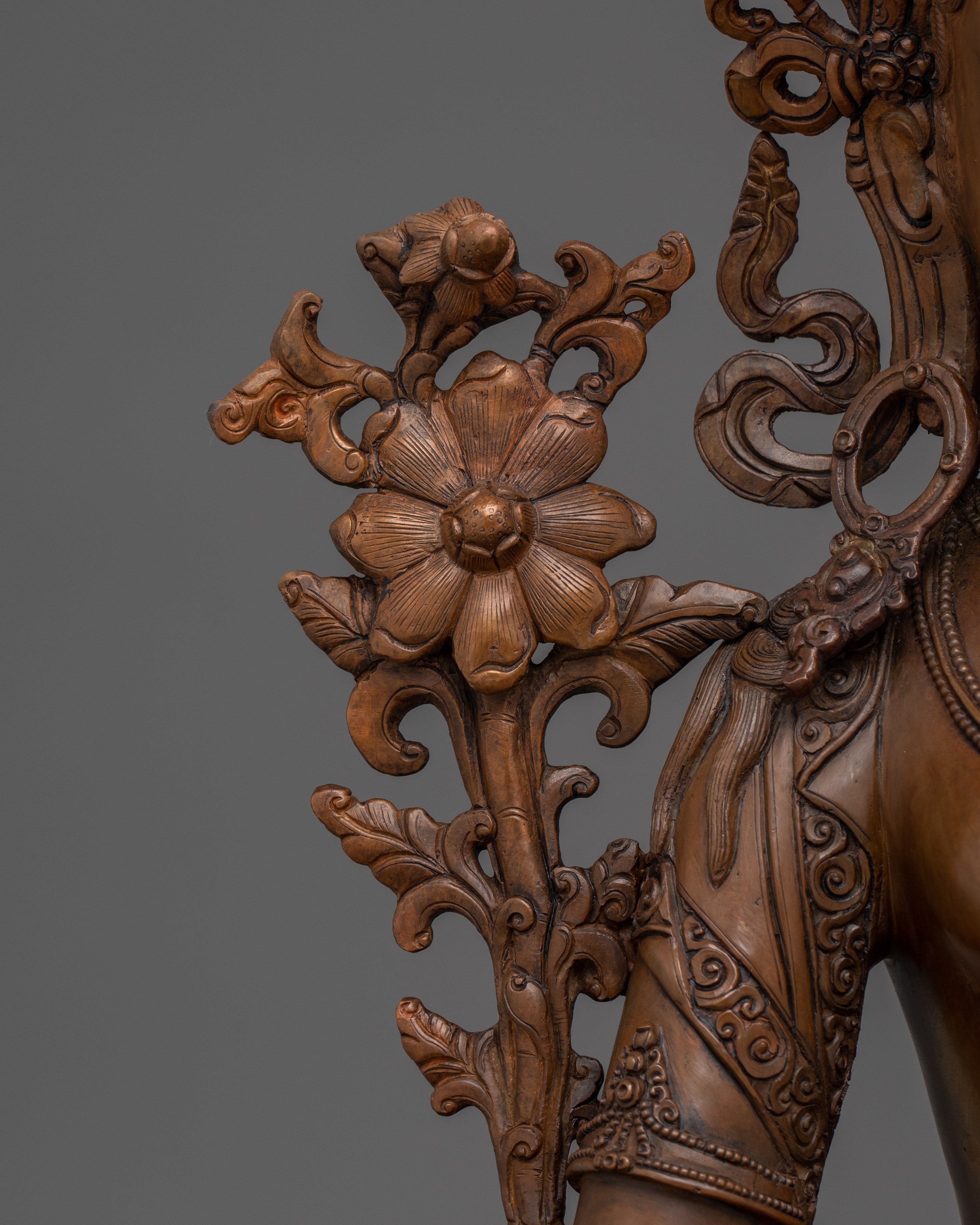 White Tara Statue in Oxidized Copper | Symbol of Compassion and Longevity