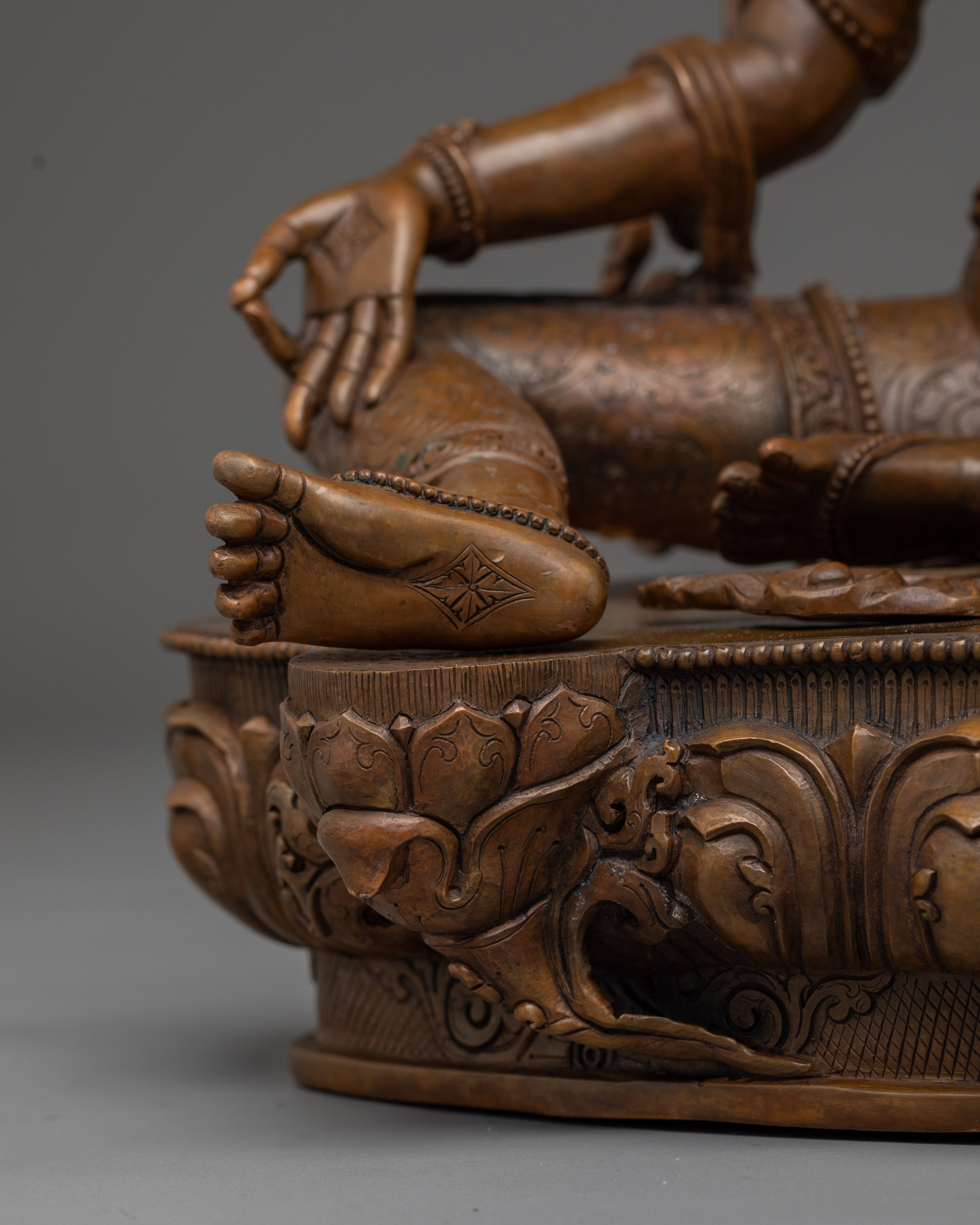 Peaceful Oxidized Green Tara Statue | Mother of Liberation