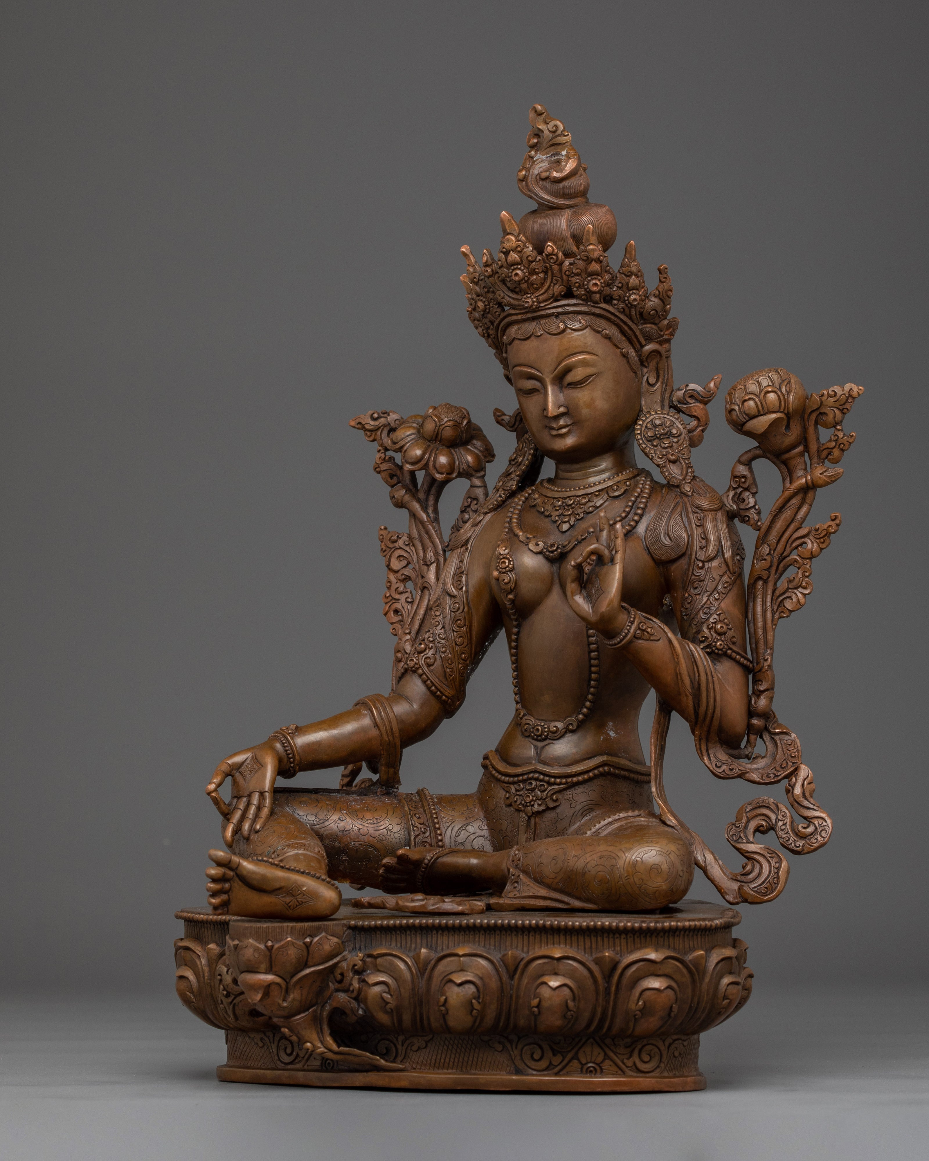 Peaceful Oxidized Green Tara Statue | Mother of Liberation