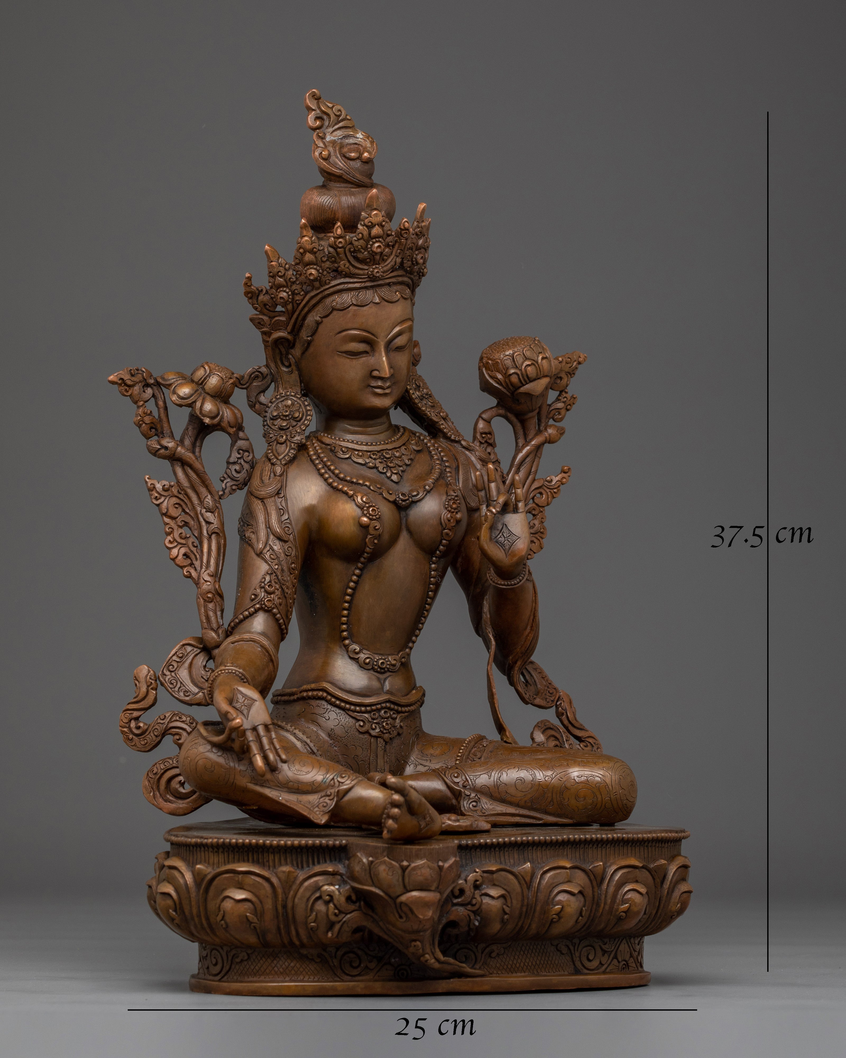 Peaceful Oxidized Green Tara Statue | Mother of Liberation