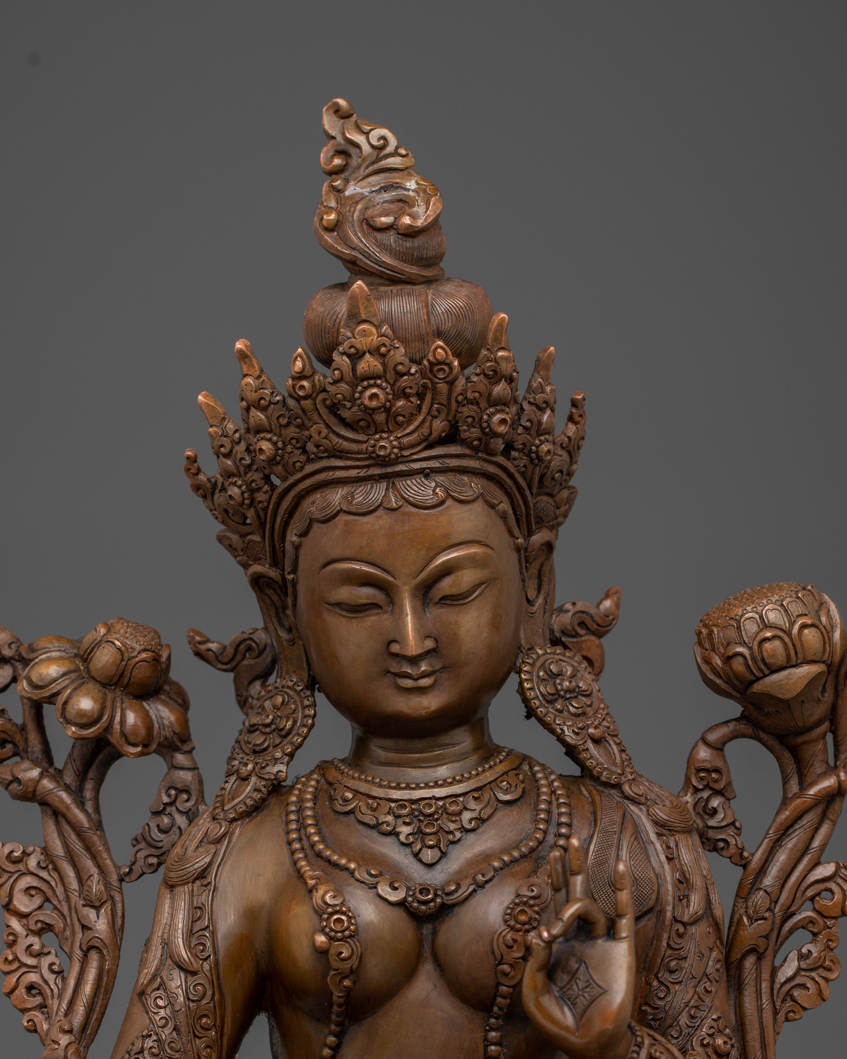 Peaceful Oxidized Green Tara Statue | Mother of Liberation