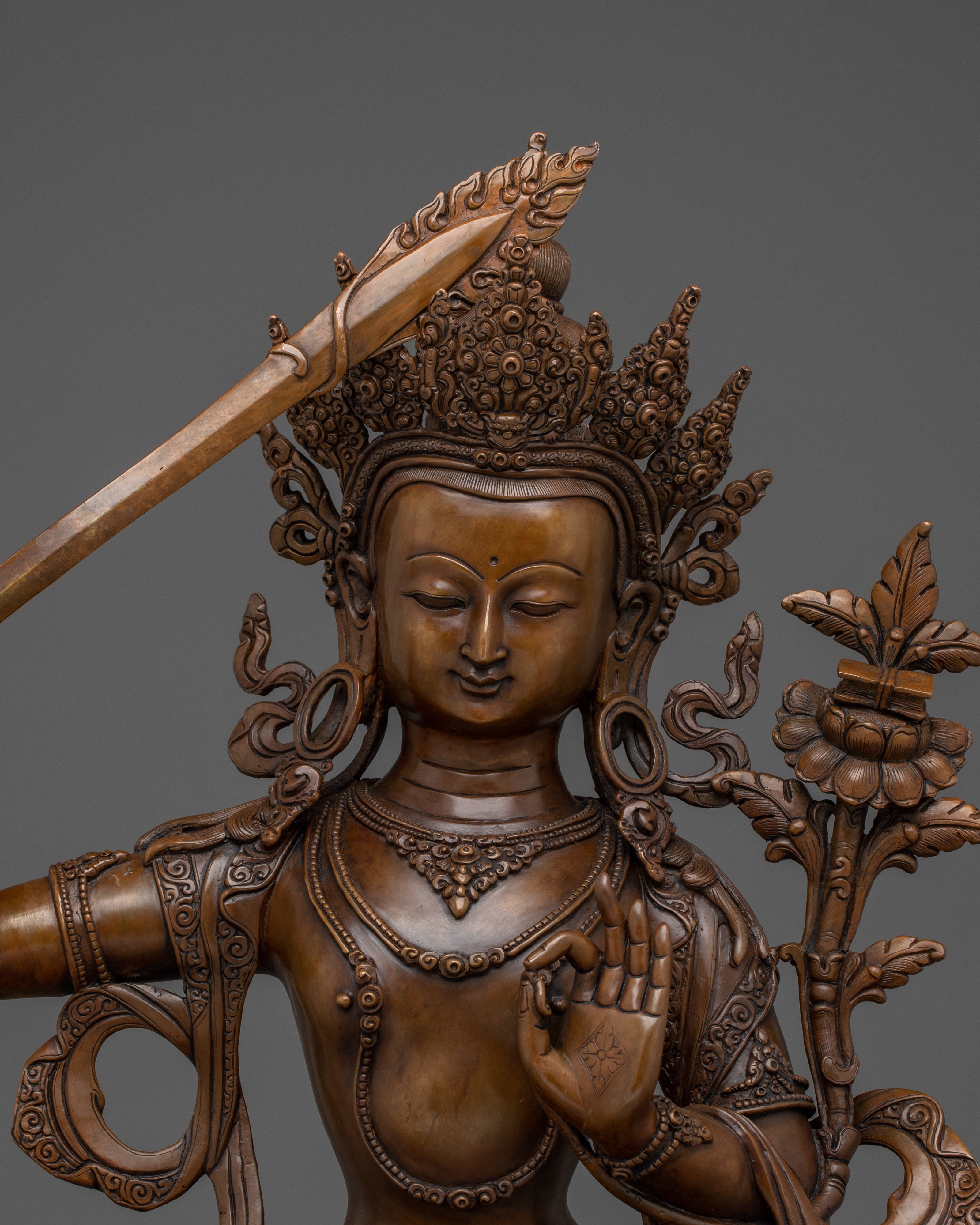 Ultimate Wisdom Deity Manjushri Figurine | Himalayan Spiritual Artwork