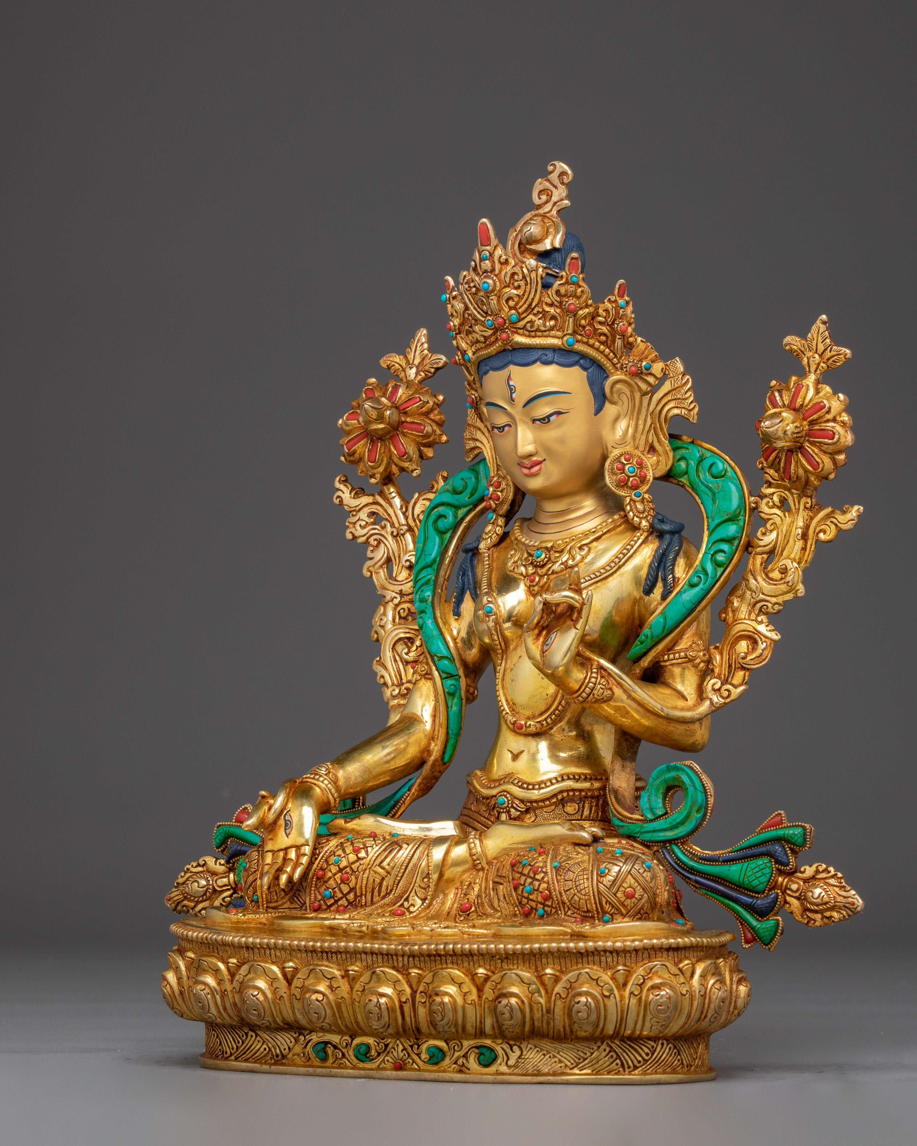 Handmade Tibetan White Tara Statue | Goddess of Compassion