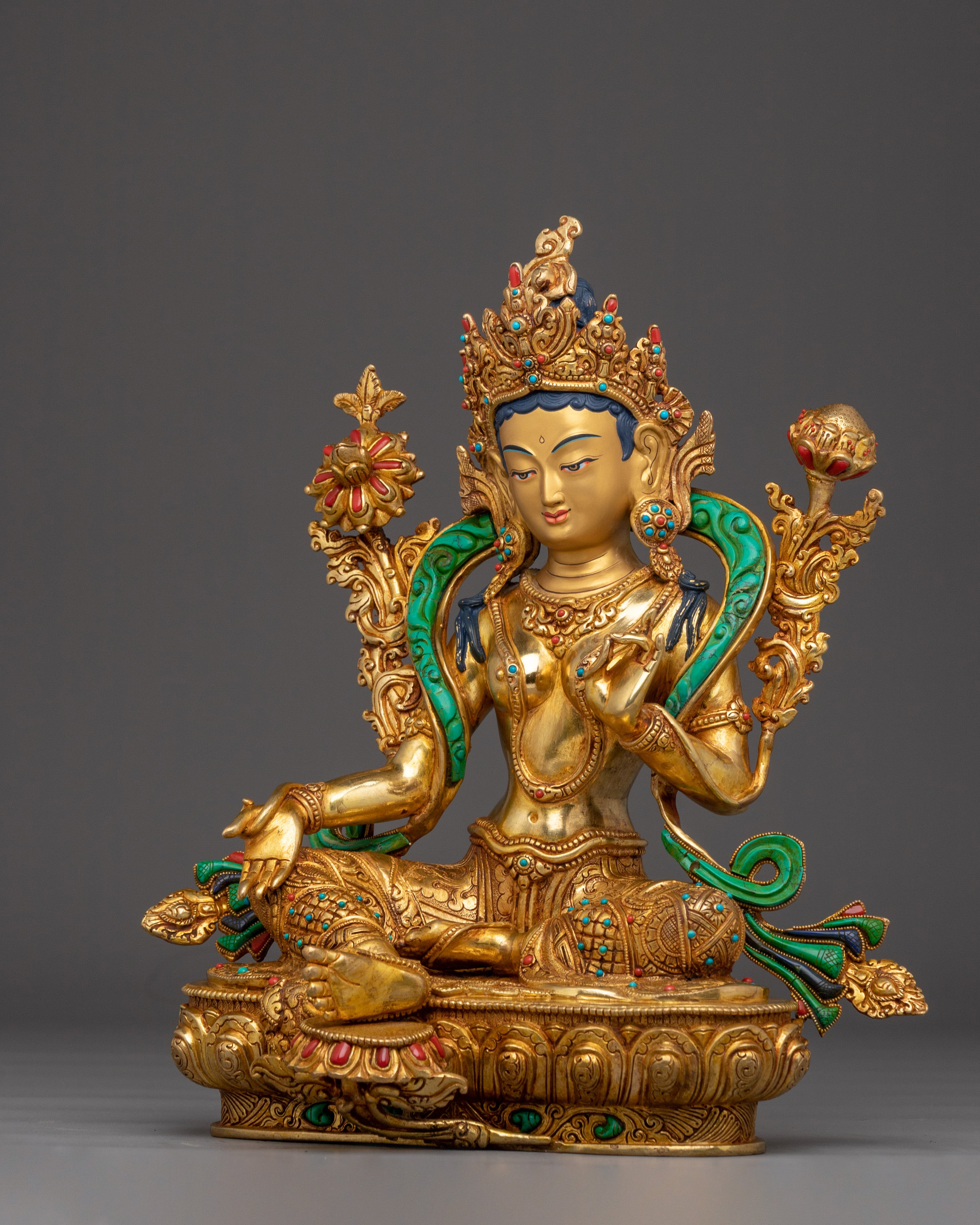 Swift Protector Statue of Green Tara | Tibetan Healing Goddess