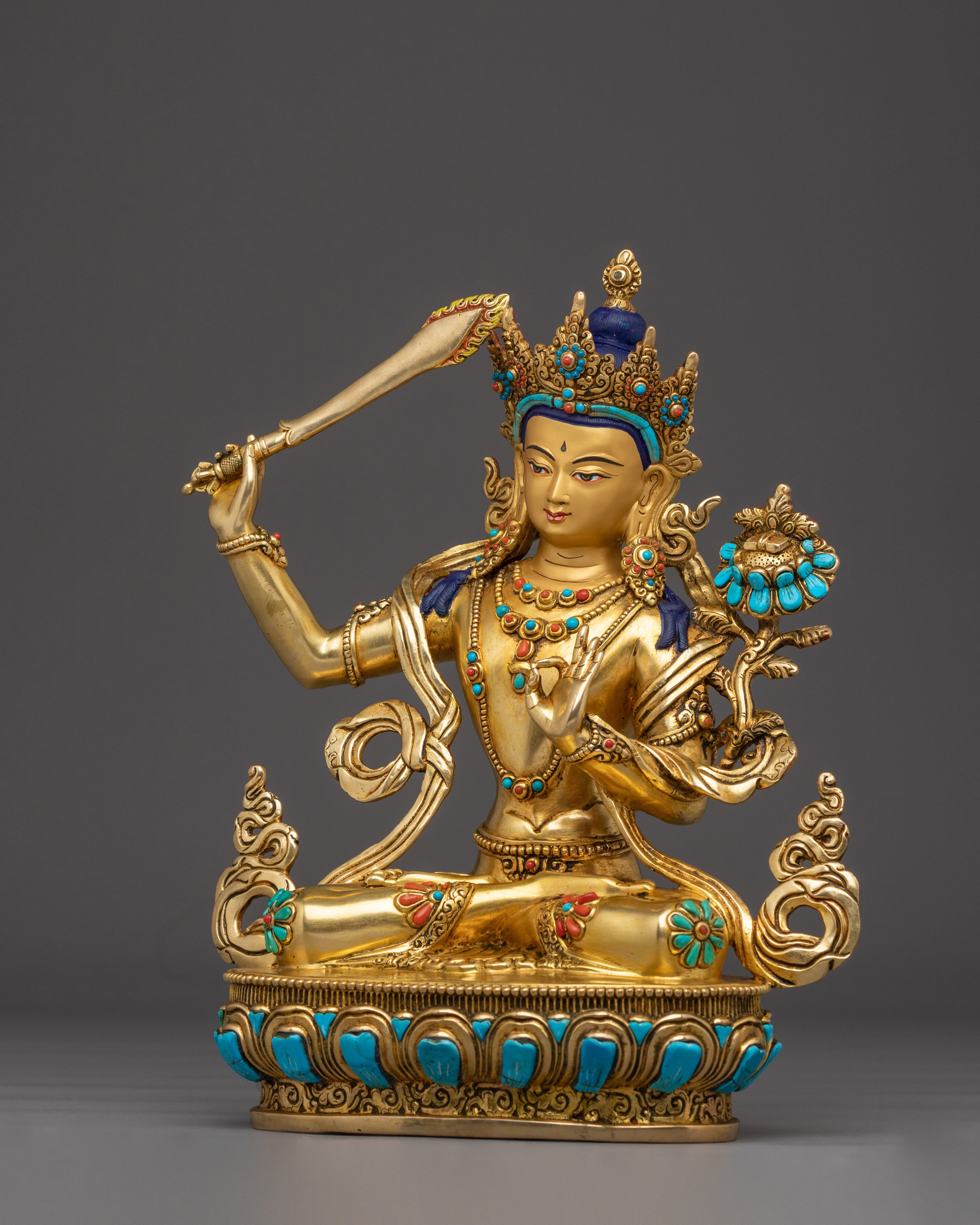 Golden Statue of Manjushri | Supreme Wisdom Bodhisattva