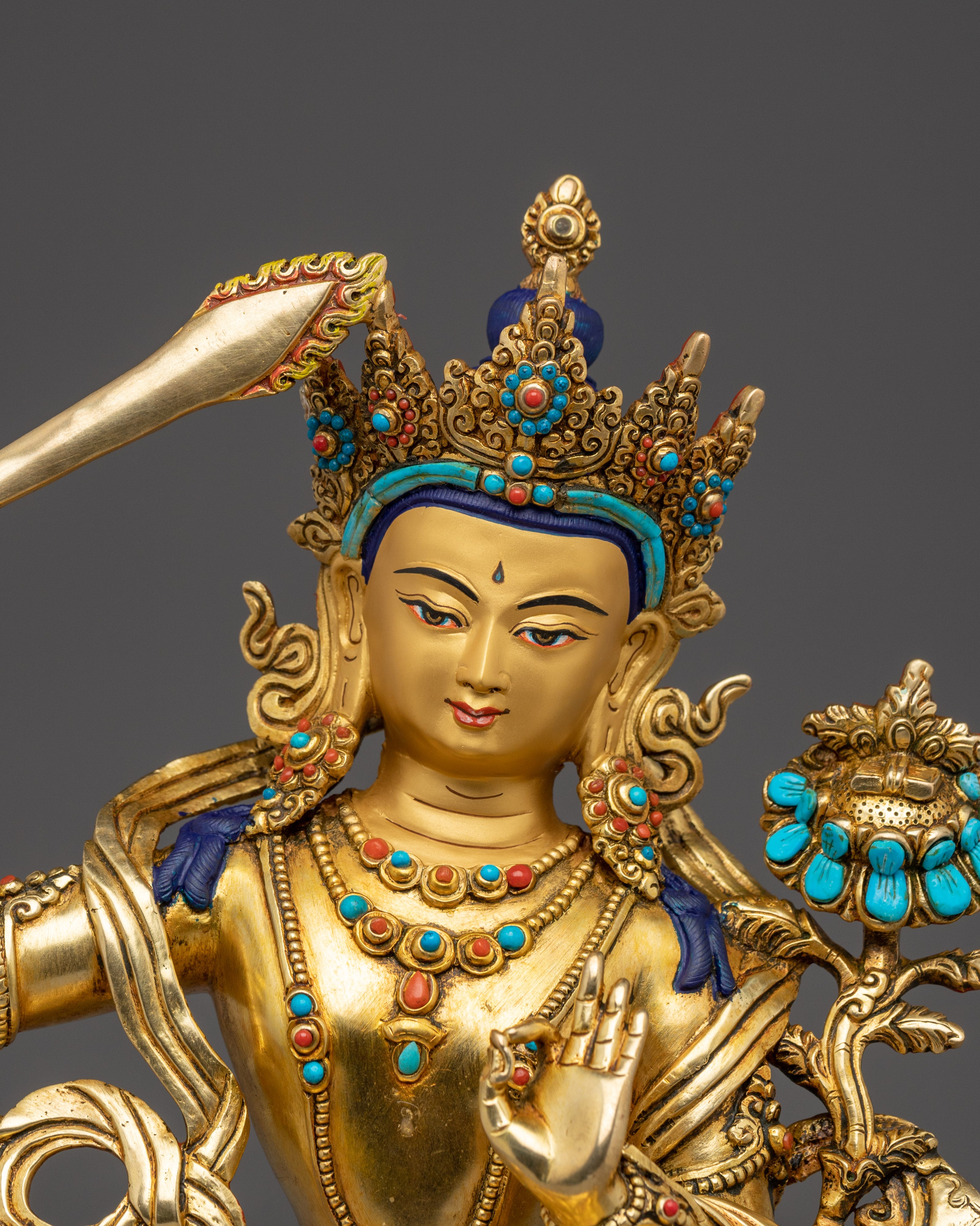 Golden Statue of Manjushri | Supreme Wisdom Bodhisattva