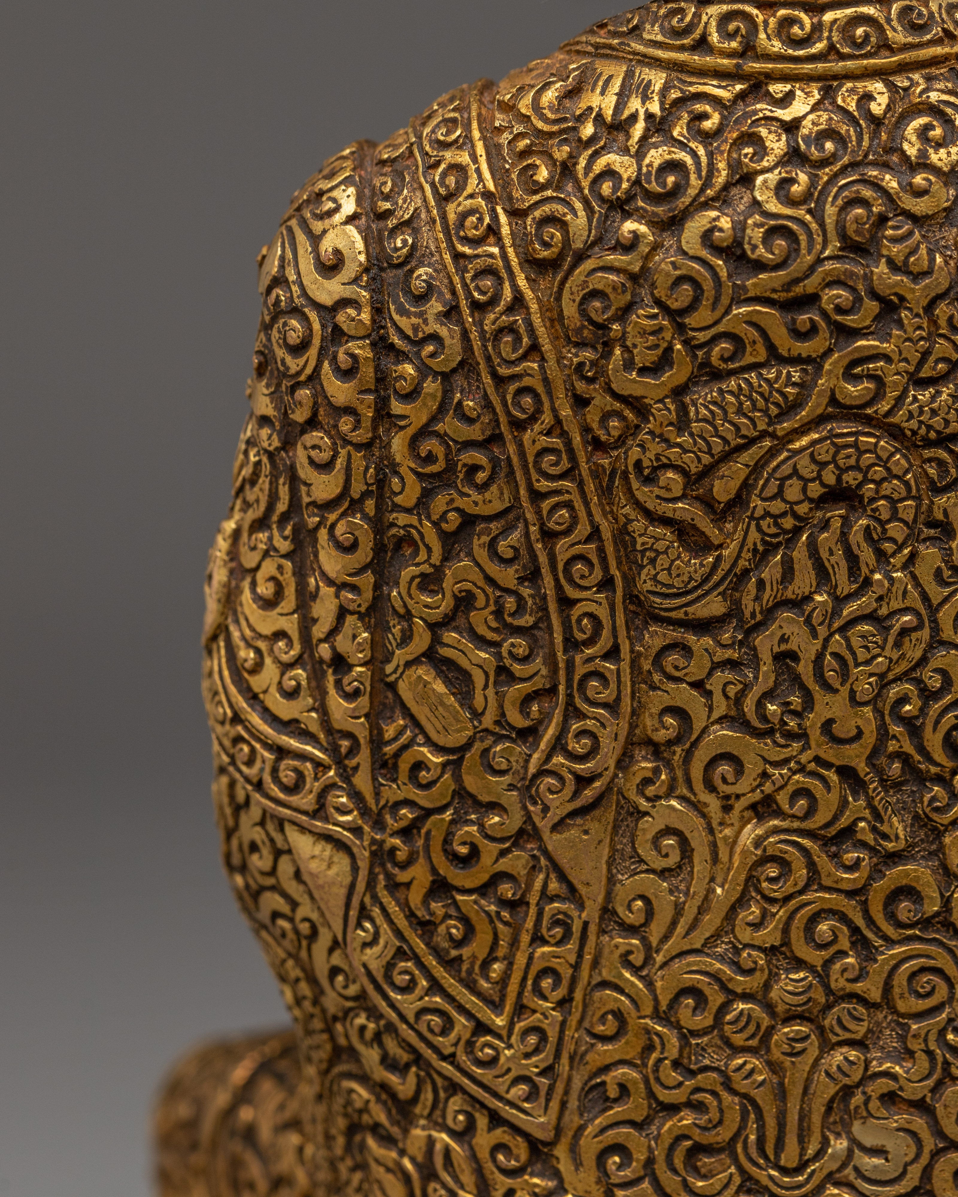 Shakyamuni Buddha 24k Gold Gilded and Copper Statue | Spiritual Clarity and Mindful Altar