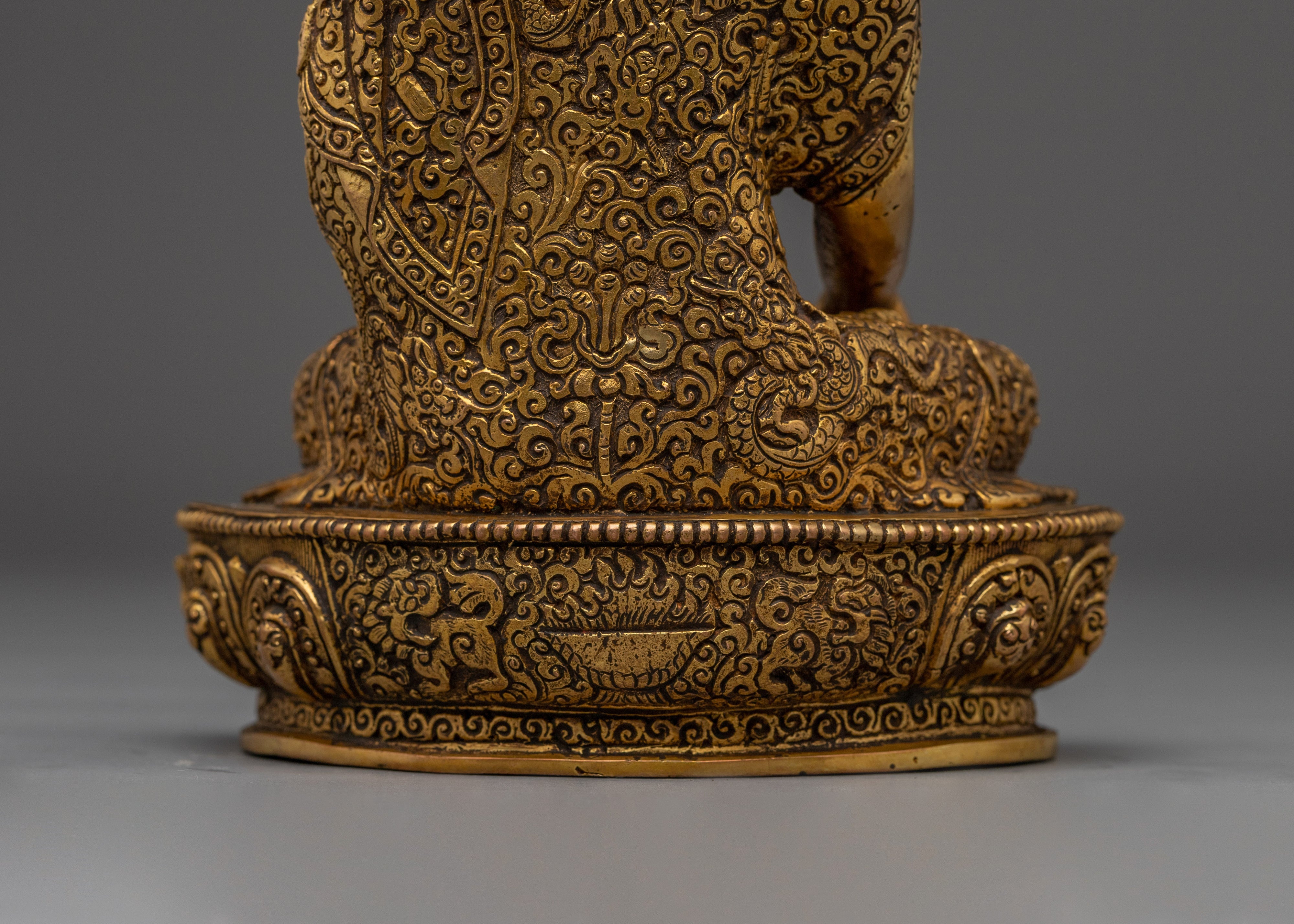 Shakyamuni Buddha 24k Gold Gilded and Copper Statue | Spiritual Clarity and Mindful Altar