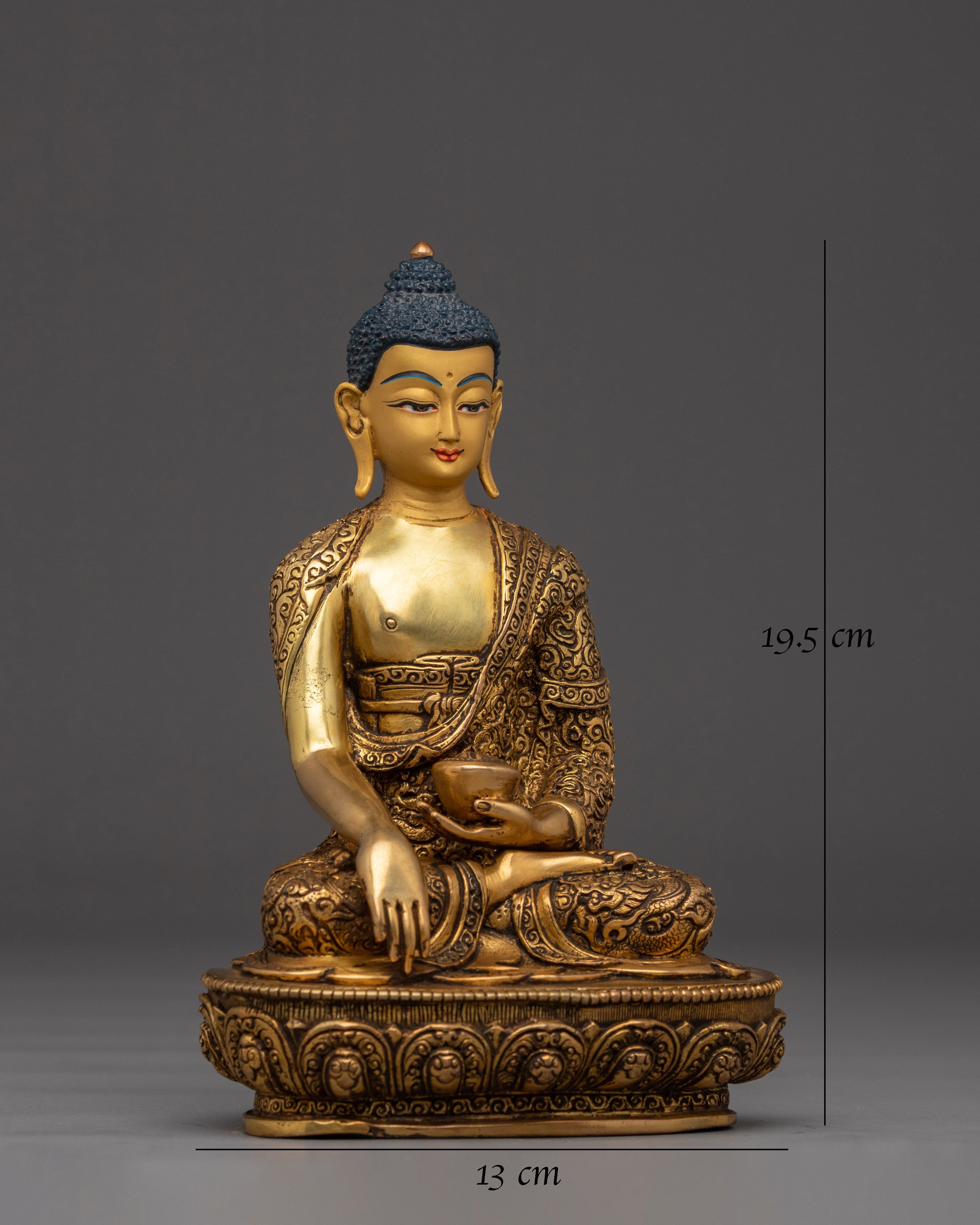 Shakyamuni Buddha 24k Gold Gilded and Copper Statue