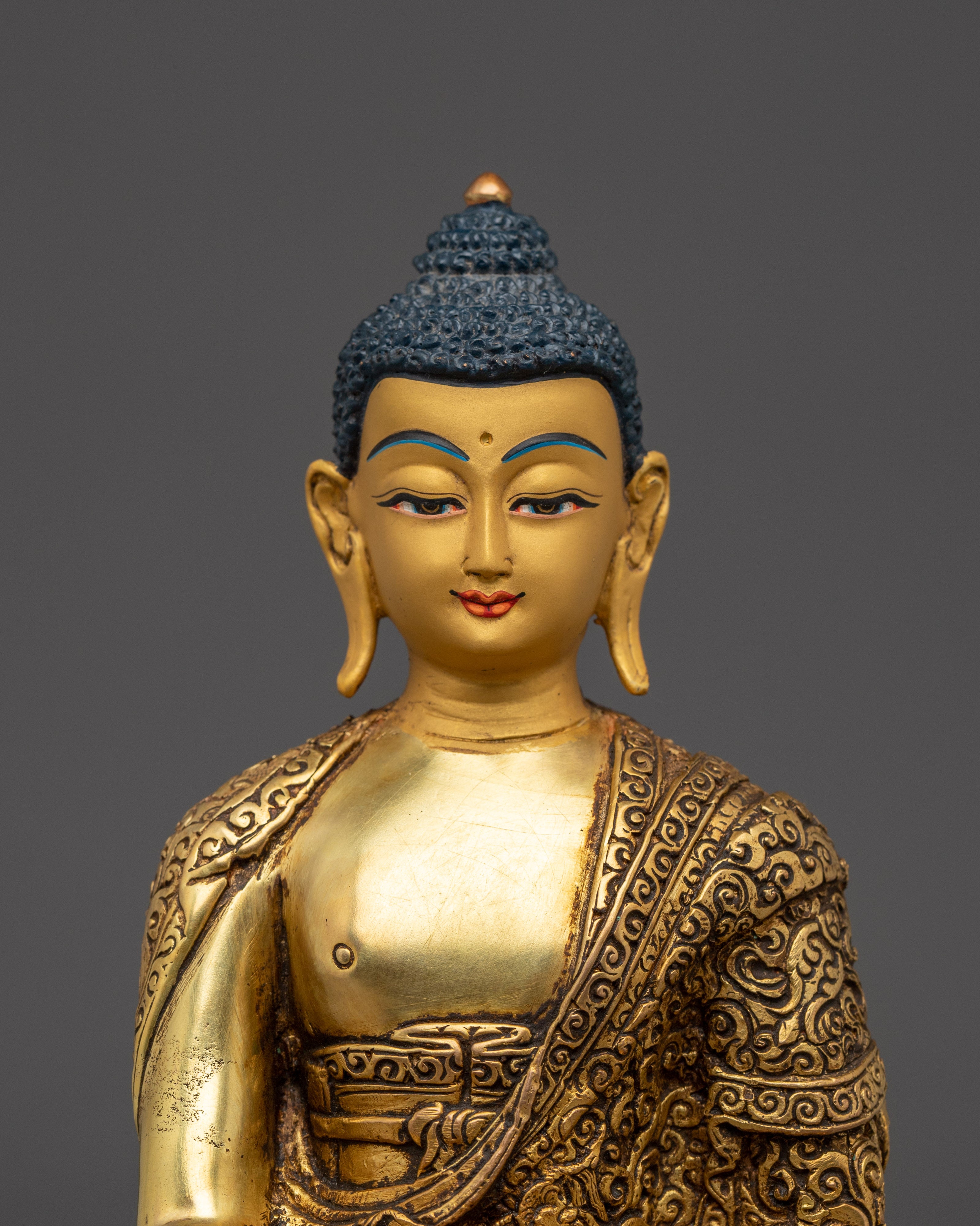 Shakyamuni Buddha 24k Gold Gilded and Copper Statue | Spiritual Clarity and Mindful Altar